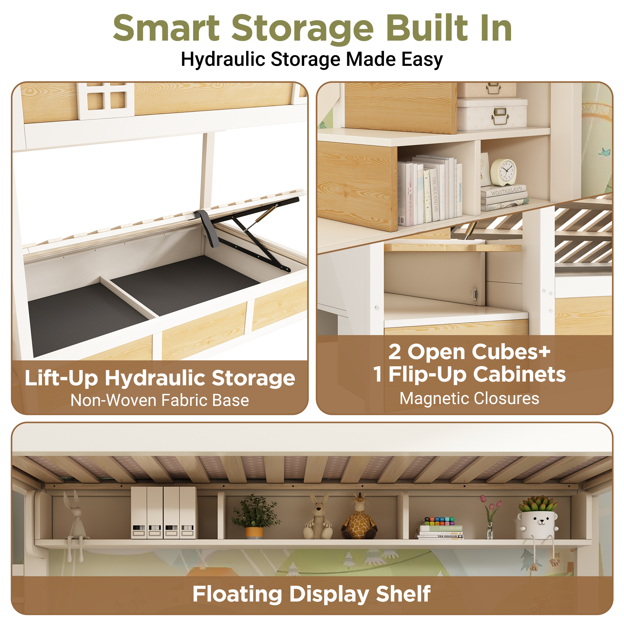 Bunk Beds For Kids, Staircase With Storage Cube, Children's Bed Hydraulic — image 5