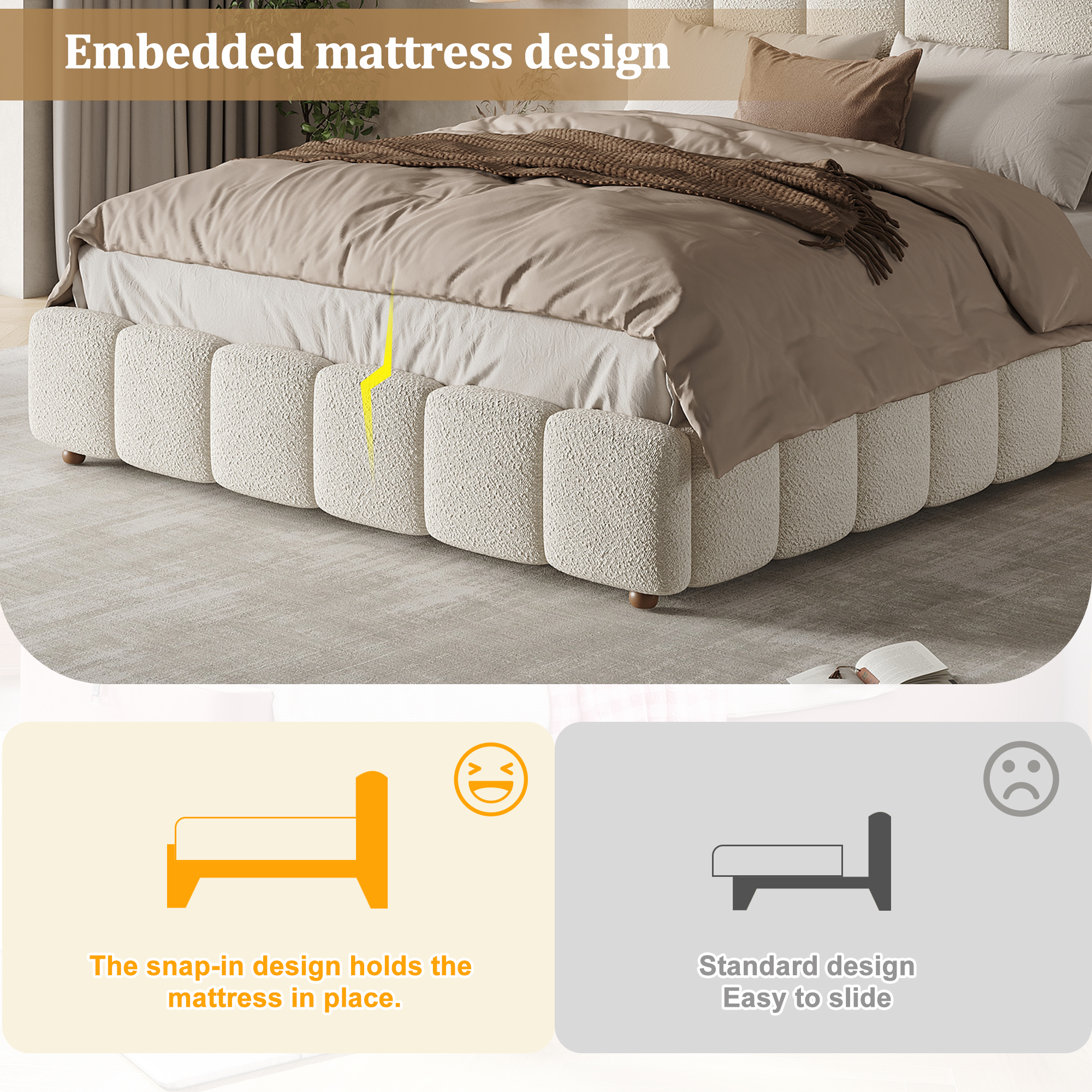 Upholstered Bed, Double 4ft6-135x190cm, Hydraulic Functional With Slatted — image 2