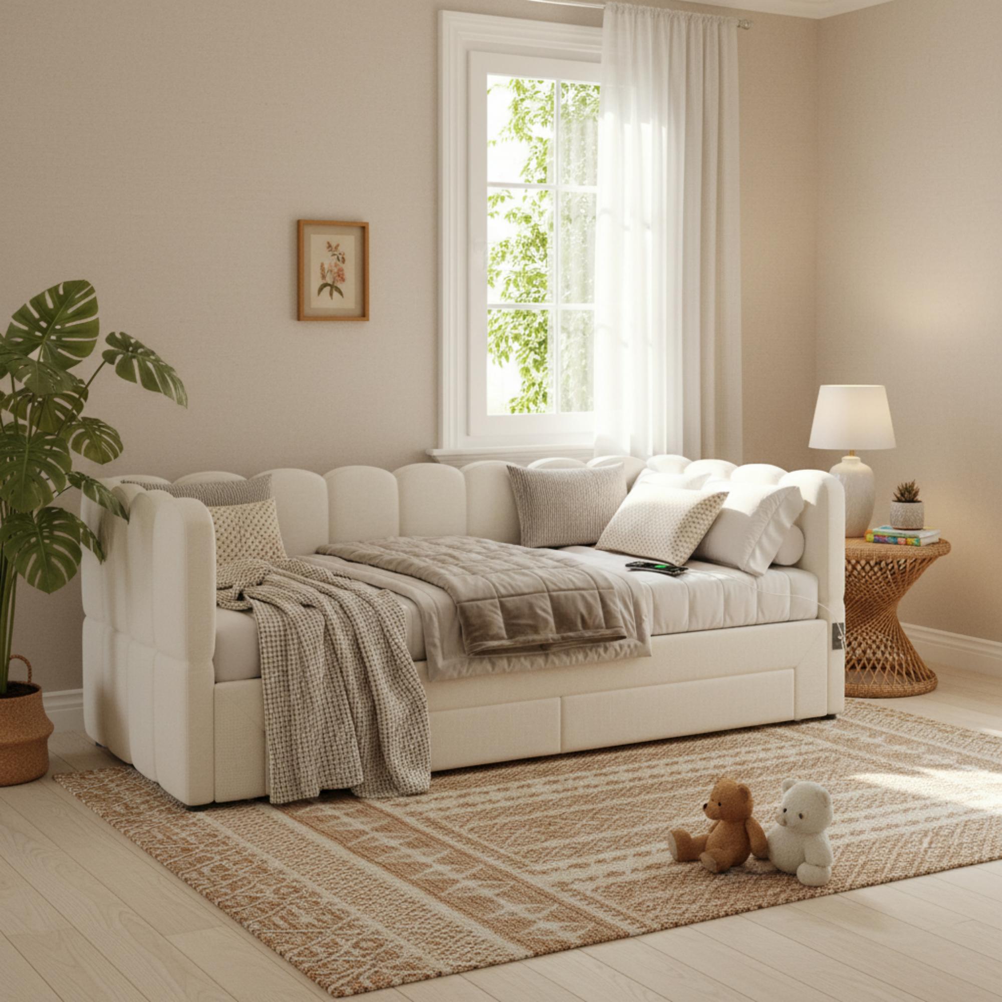 Upholstered Bed, Daybed, Sofa With 2 Drawers For Storage, 90x190 Cm, Extendable — image 3