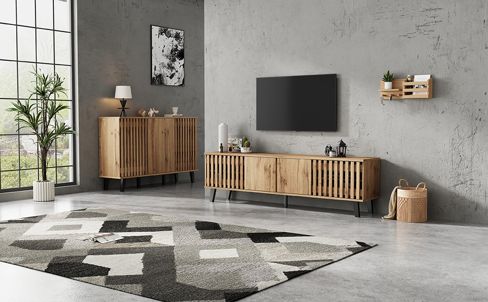 TV Stand - Cabinet 2 Set, 180x40x55cm TV With 4 Doors, For 70 Inch TV — image 2