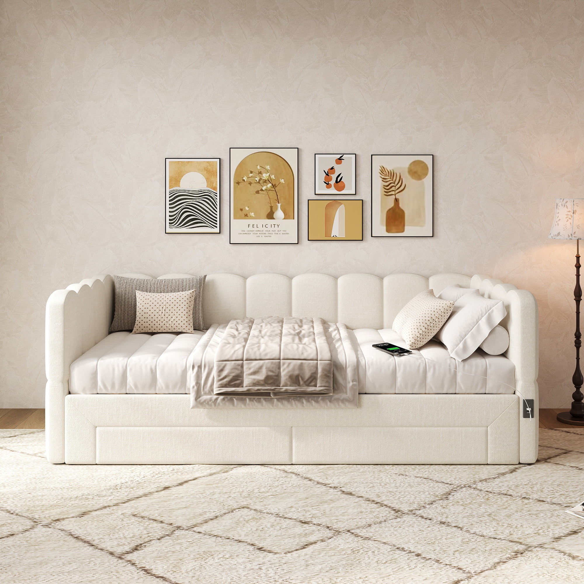 Upholstered Bed, Daybed, Sofa With 2 Drawers For Storage, 90x190 Cm, Extendable — image 2