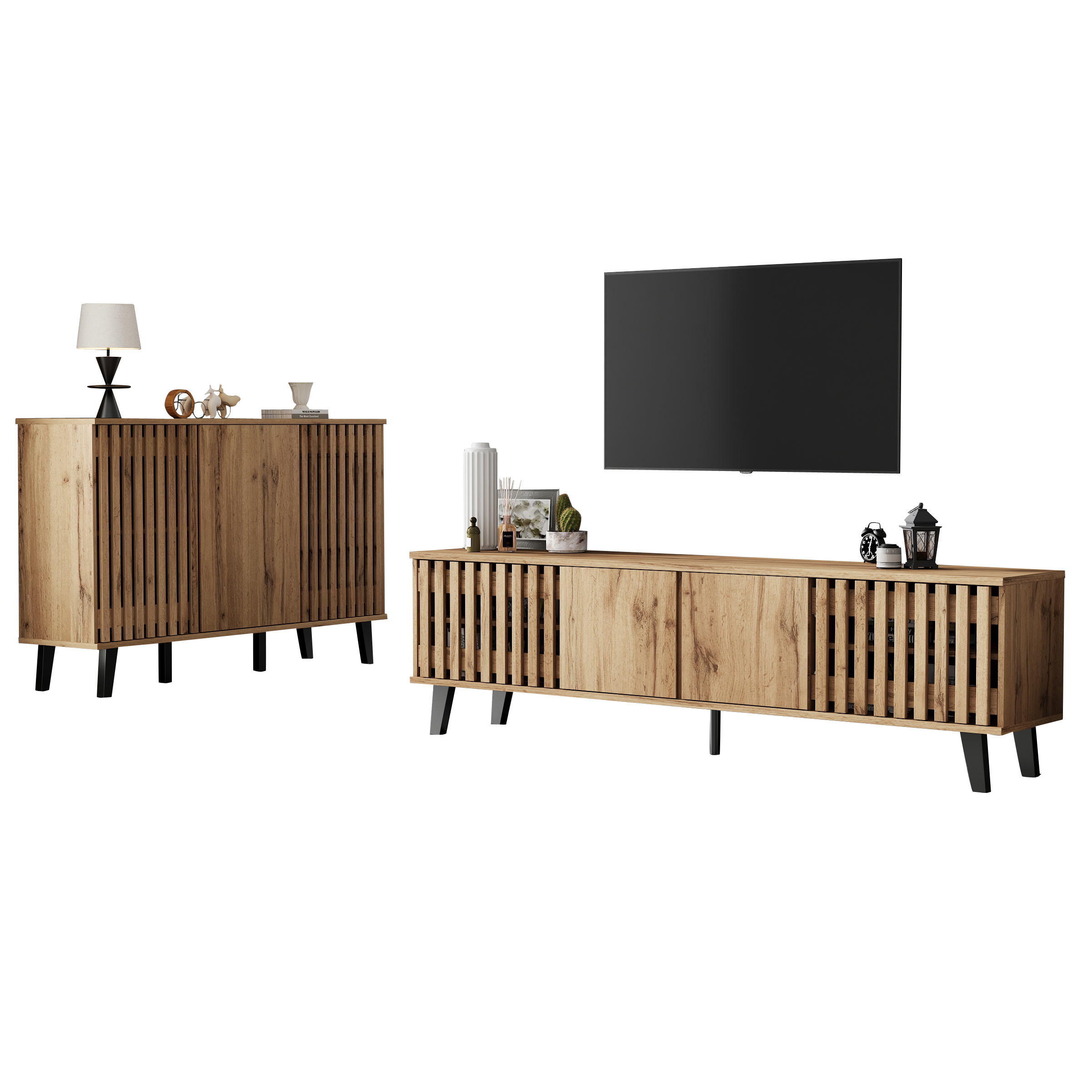 TV Stand - Cabinet 2 Set, 180x40x55cm TV With 4 Doors, For 70 Inch TV — image 5