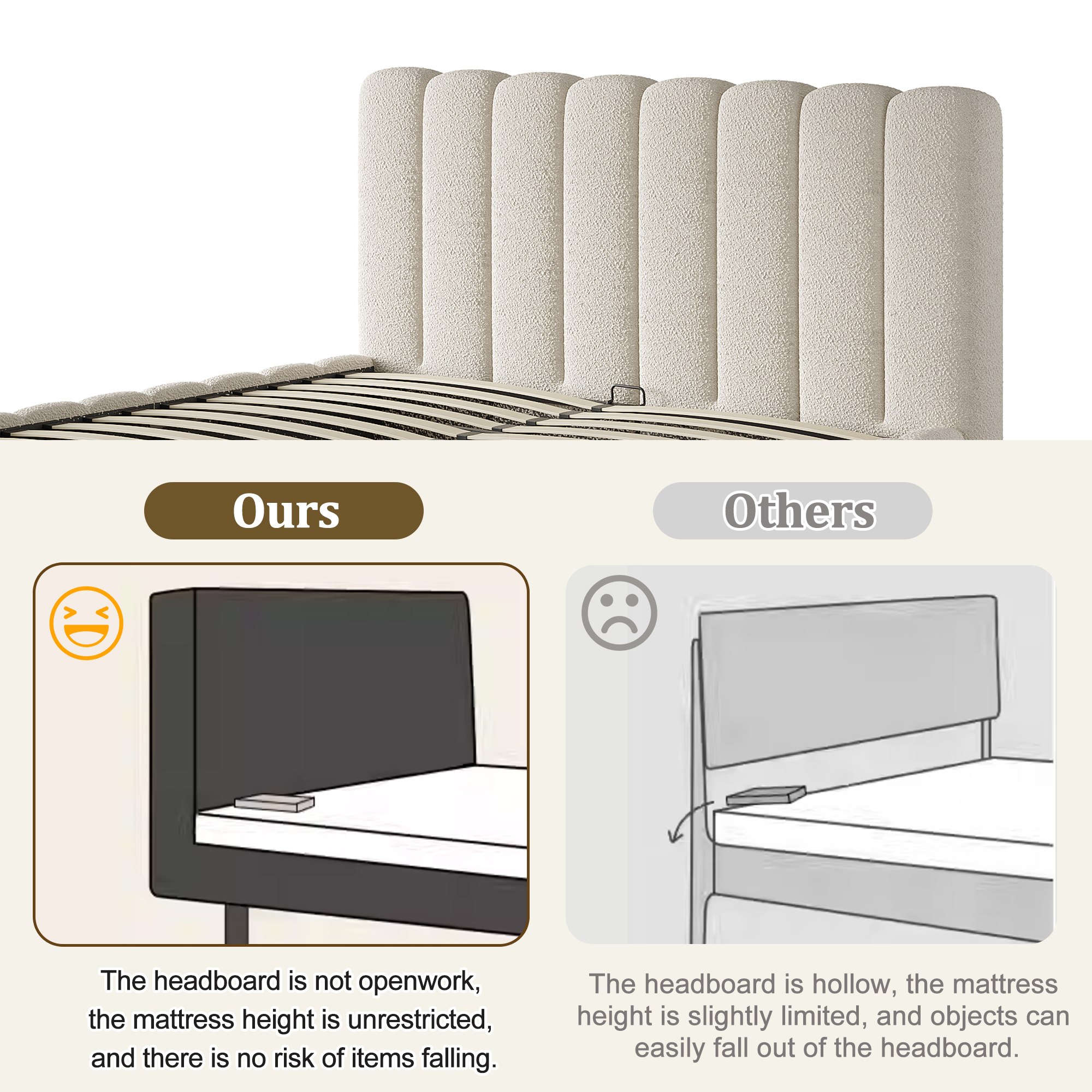 Upholstered Bed, King Size 5ft-150x200cm, Hydraulic Functional With Slatted — image 5