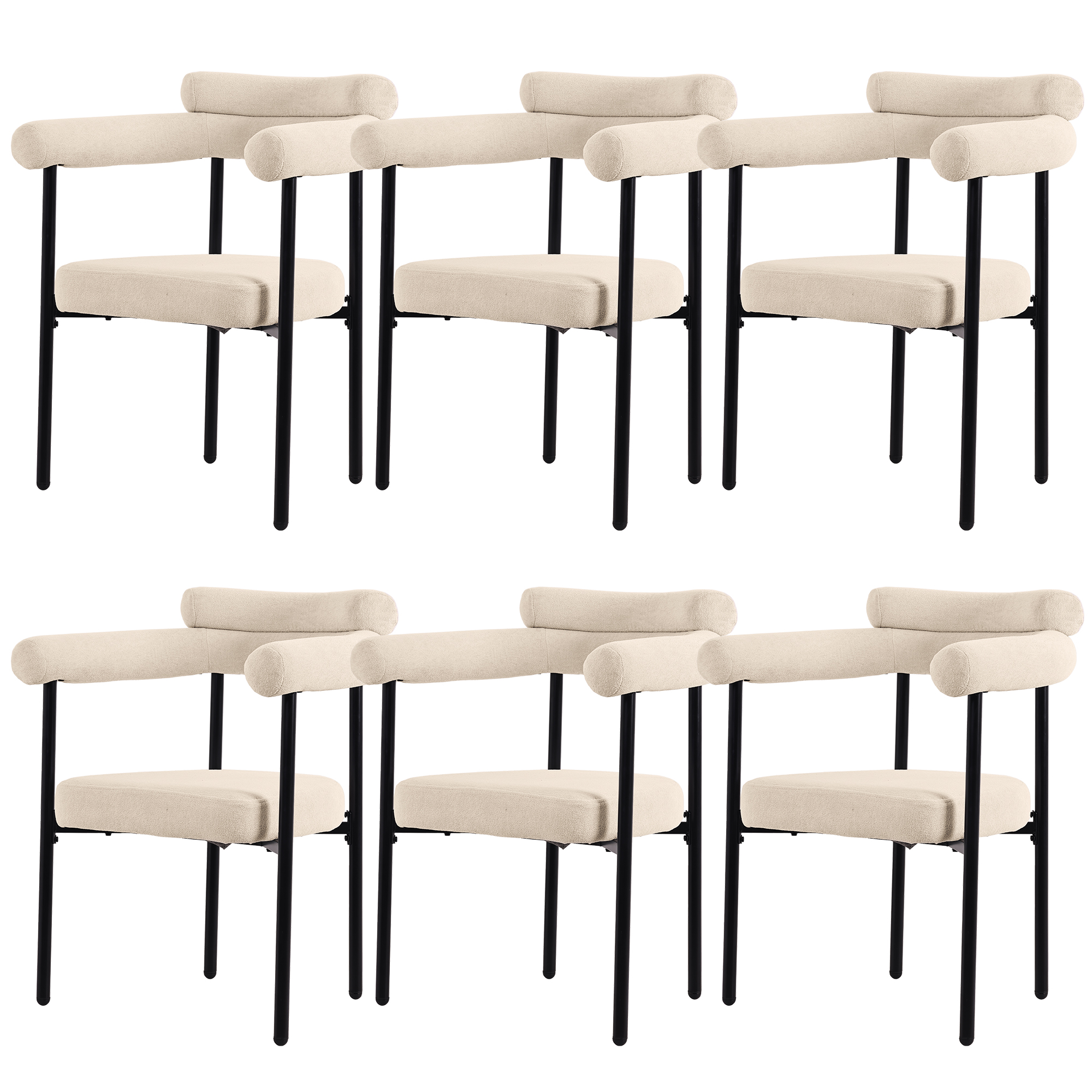 Modern Dining Chairs Set Of 6, Upholstered Velvet Armchairs,Comfortable Armrest Dining Chairs For Kitchen, Dining Room, Living Room, Multiple Colour Options
