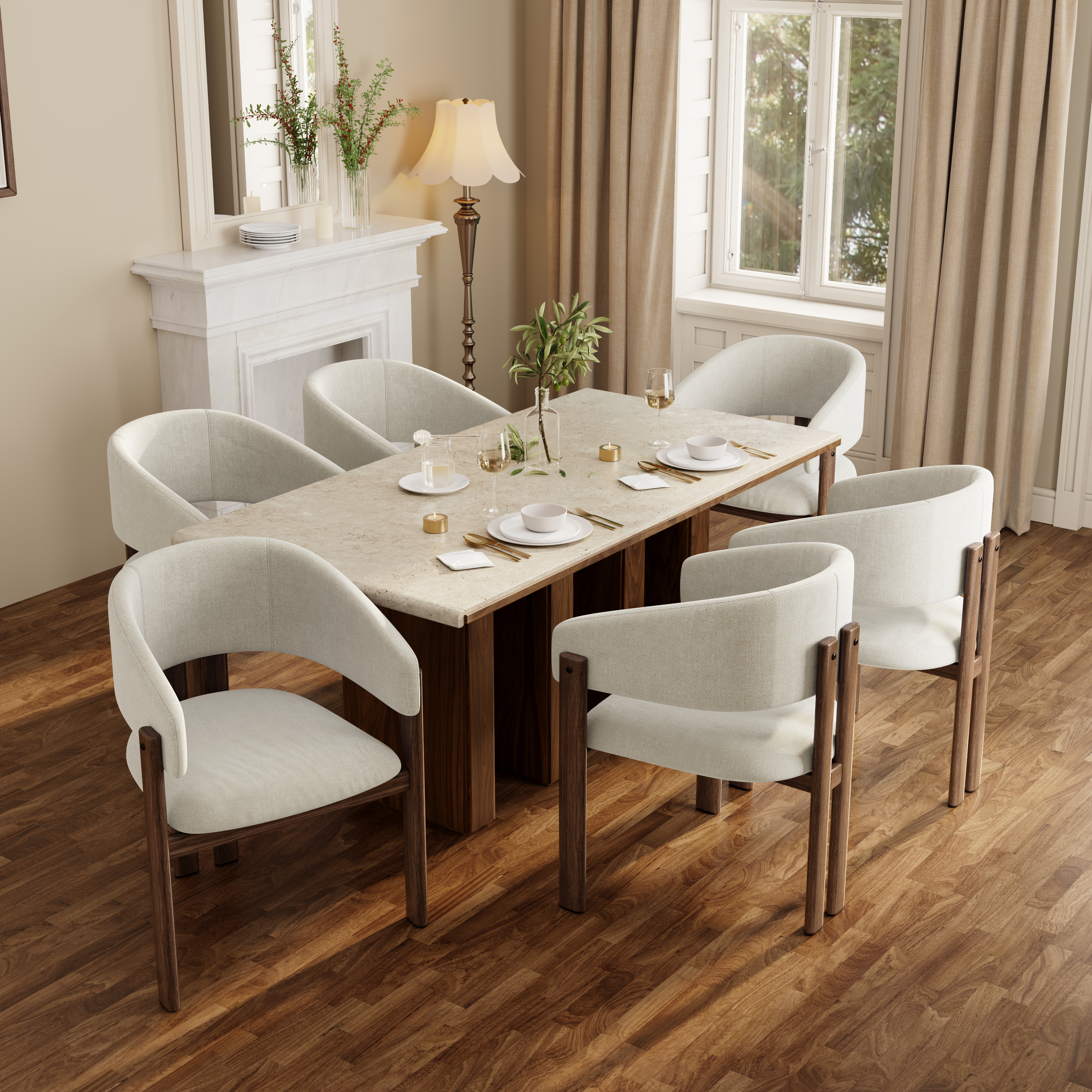 Set Of 2, Metal Chairs, Dining Chairs, Suitable For Homes, Restaurants, Living Rooms, And Cafes, Linen, Walnut Wood Color