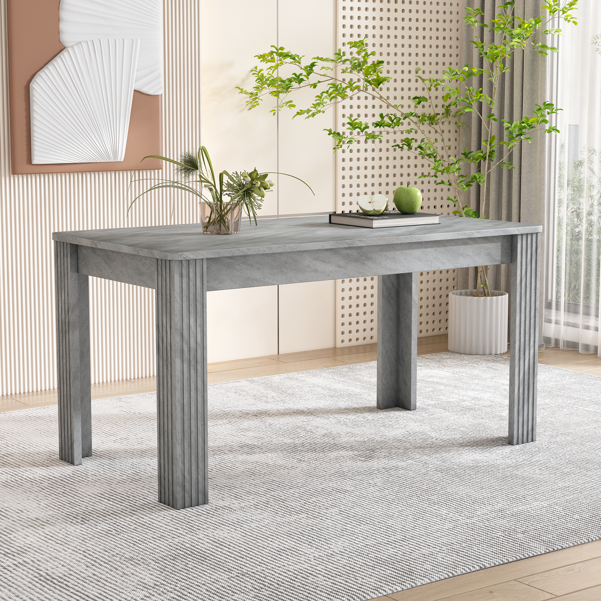 4 Seater Dining Room Table, MDF Wood Rectangle Modern Kitchen Dining,Room Furniture Unit, Small Kitchen Table,Coffee Table,Small Table For Home & Cafe, Grey