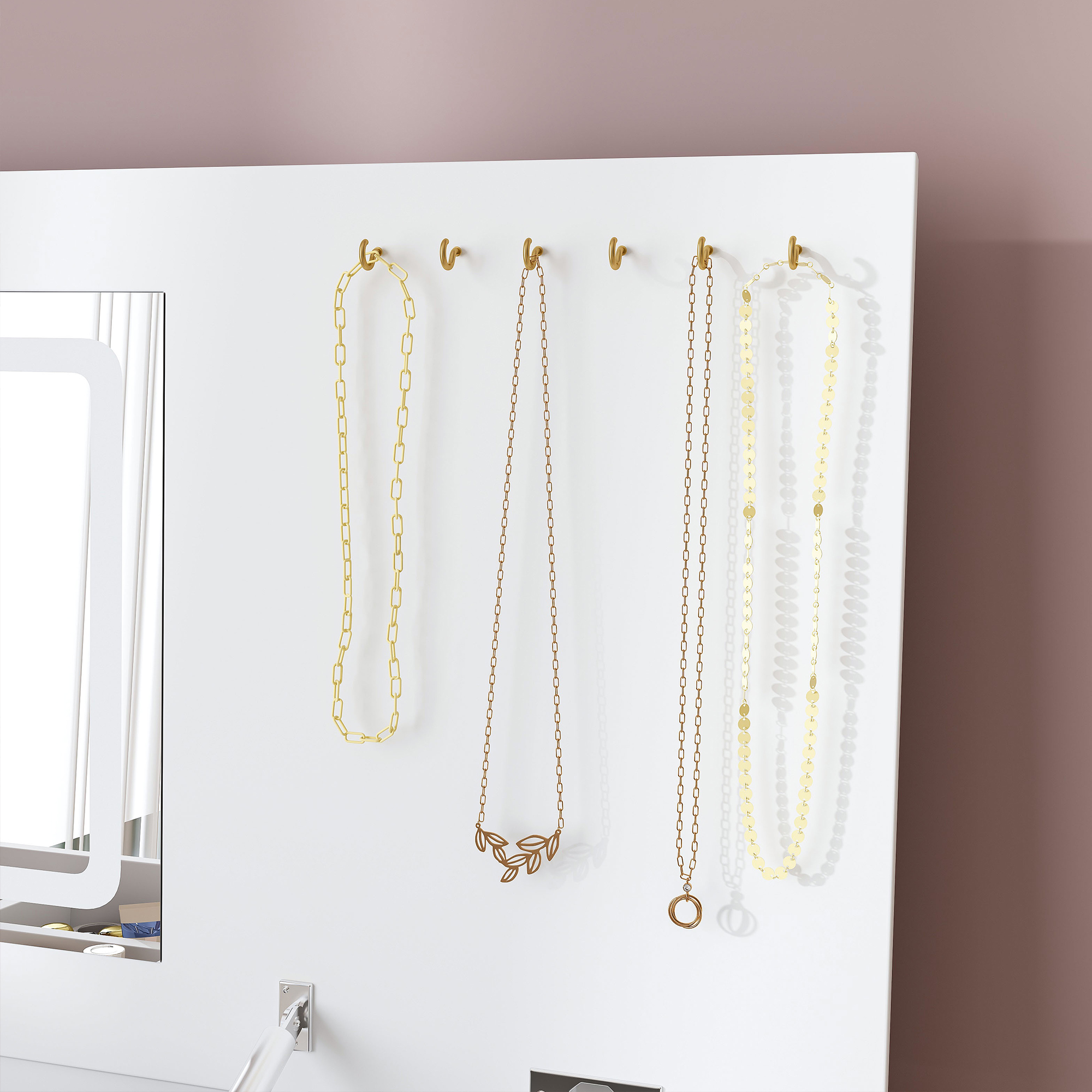 Vanity Dressing Table With Led Mirror And Storage Drawers White_voghion.com