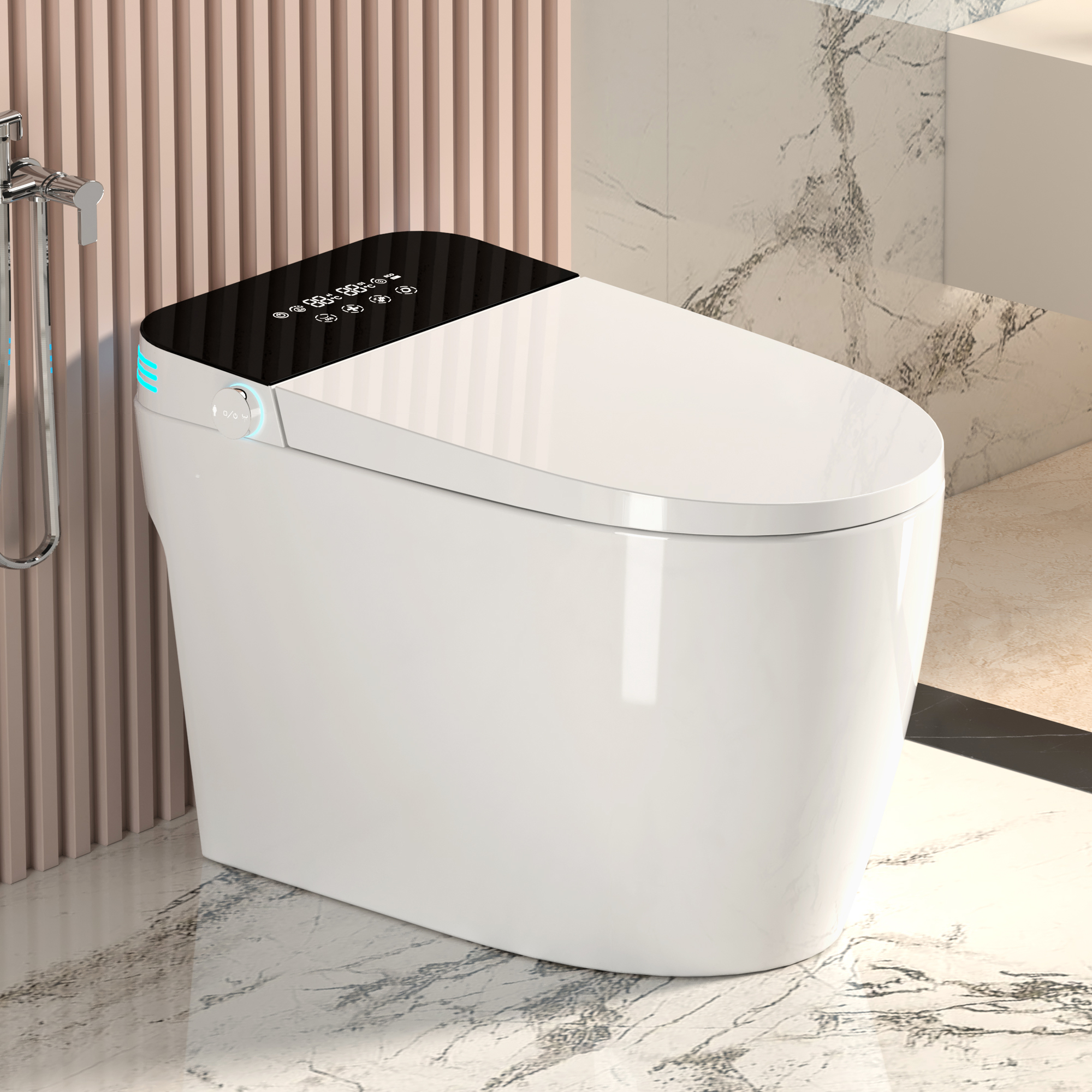 Smart Toilets With Heated Bidet Seat.Portable Toilet With Bidet Built.Intelligent Toilet Auto Open Close Seat. Bidet Toilet With Dryer And Warm Water - Image 1