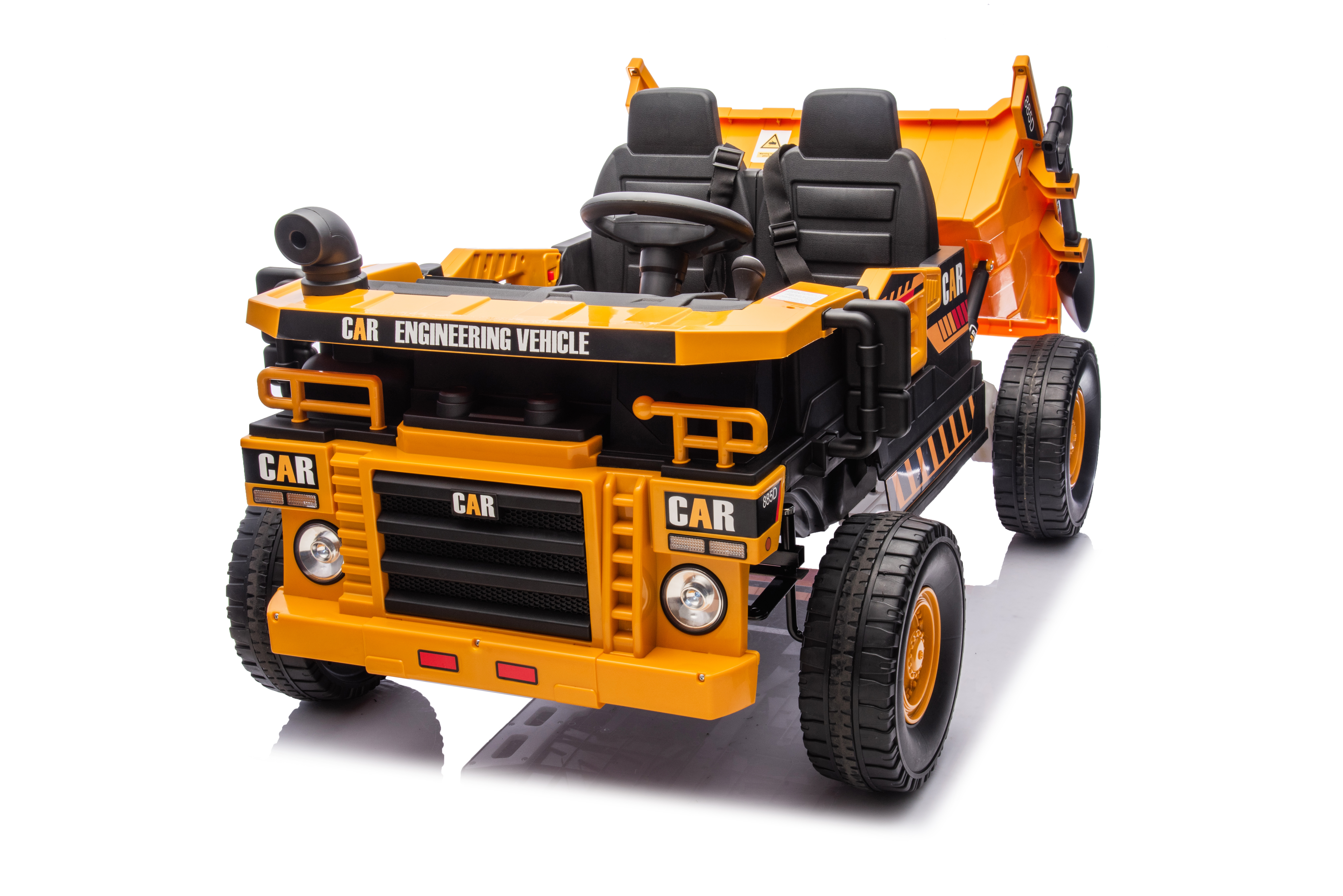 12V 2 Seater Ride On Dump Truck, 2WD 6-Wheel Ride On Toys For Big Kids With Remote Control, Toy Shovel, LED Lights & Music, Suspension Spring  Ages 3 - Image 1