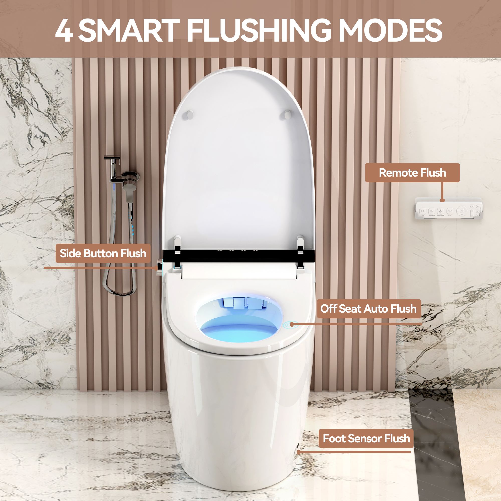 Smart Toilets With Heated Bidet Seat.Portable Toilet With Bidet Built.Intelligent Toilet Auto Open Close Seat. Bidet Toilet With Dryer And Warm Water