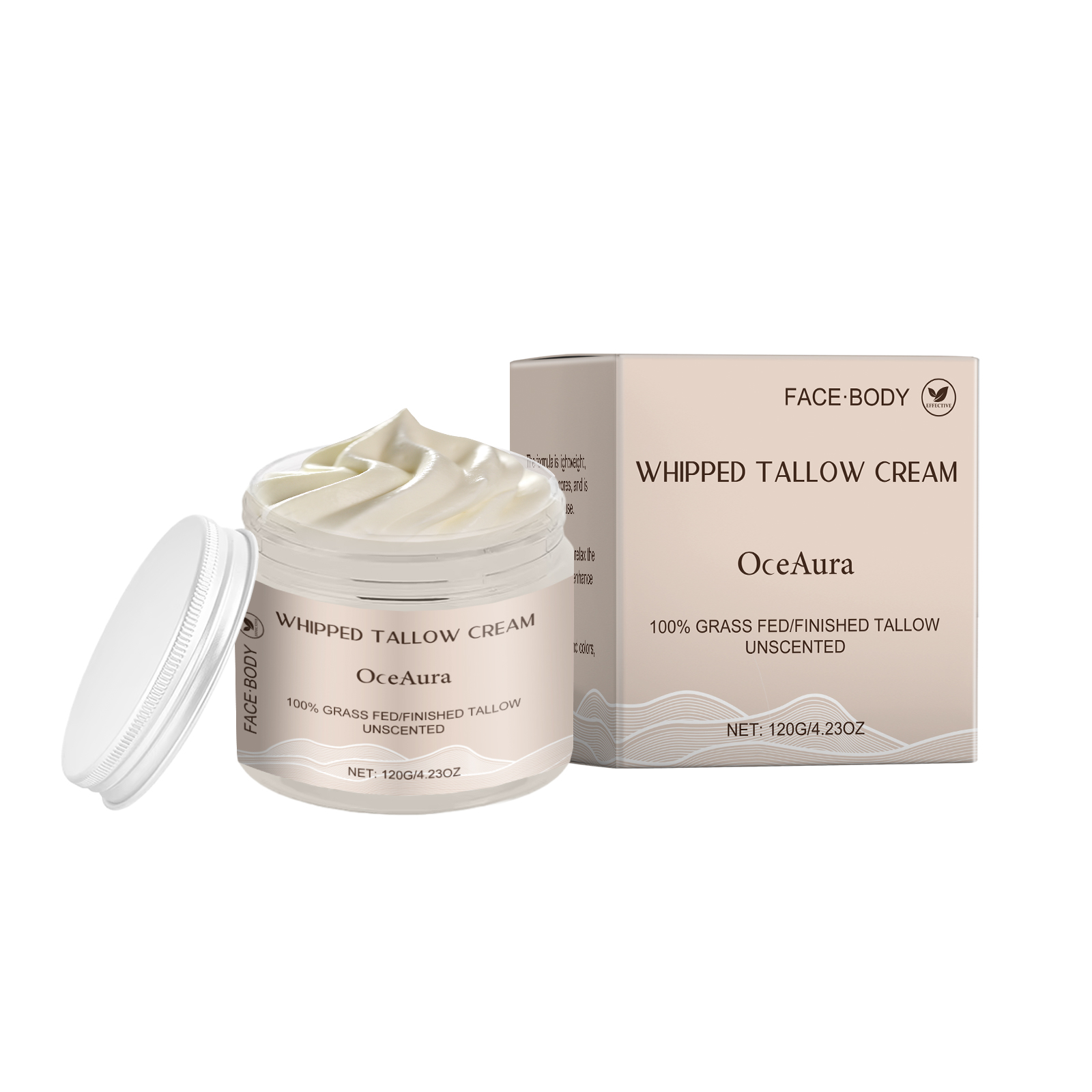 Grass Fed Beef Tallow Cream Unscented – Natural Moisturizing Skin Balm
