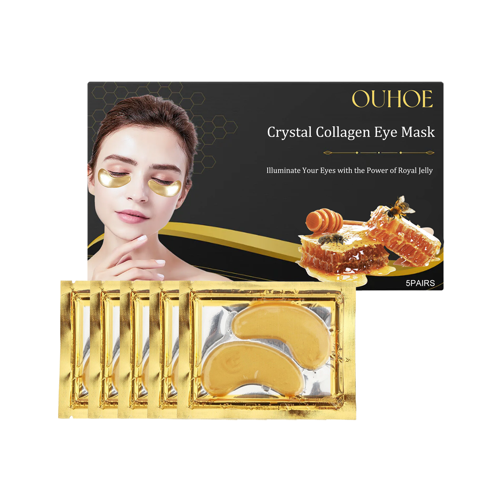 OUHOE   Crystal Collagen Eye Mask Hydrate en douceur la peau autour de la ligne des yeux Collagen Eye Mask