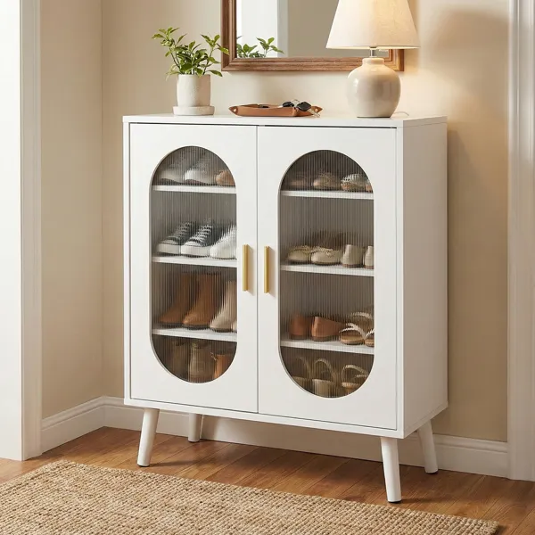 Zapatero de Dos Puertas con Luces LED y 4 Estantes Ajustables - imagen 1