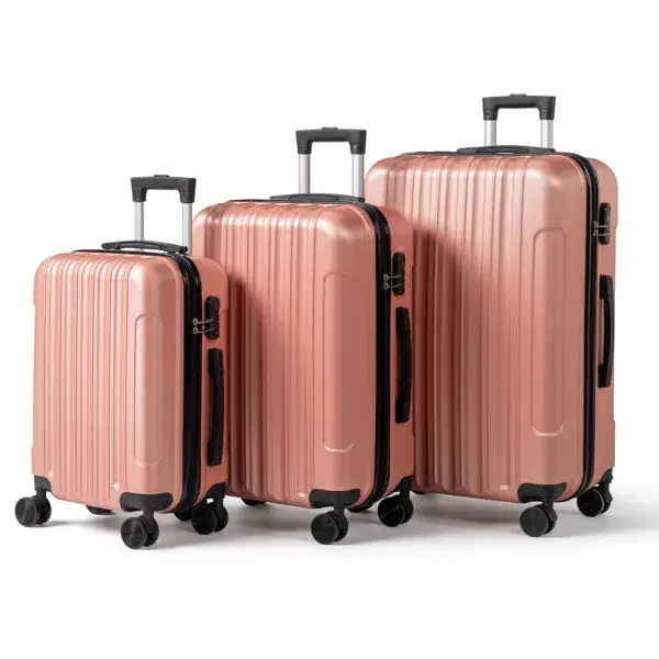 Three-in-one Textured Matte Finish, Non-TSA Lock, 28-inch Detachable Wheels, ABS Trolley Case, 20in, 24in, 28in ABS, All Available In Rose Gold