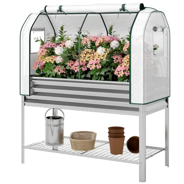 Raised Garden Bed With PE Greenhouse