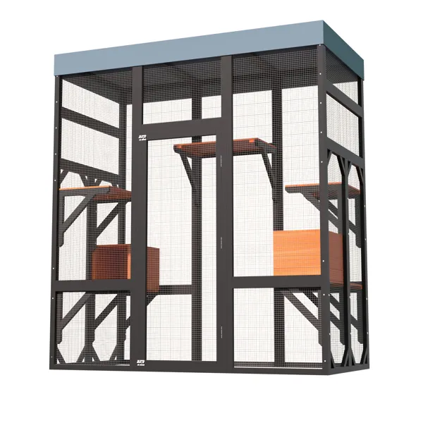 Large Outdoor Cat Enclosure Catio With 5 Platforms & 2 Napping Houses, Secure Metal Frame, Easy Assembly For Indoor & Outdoor Use