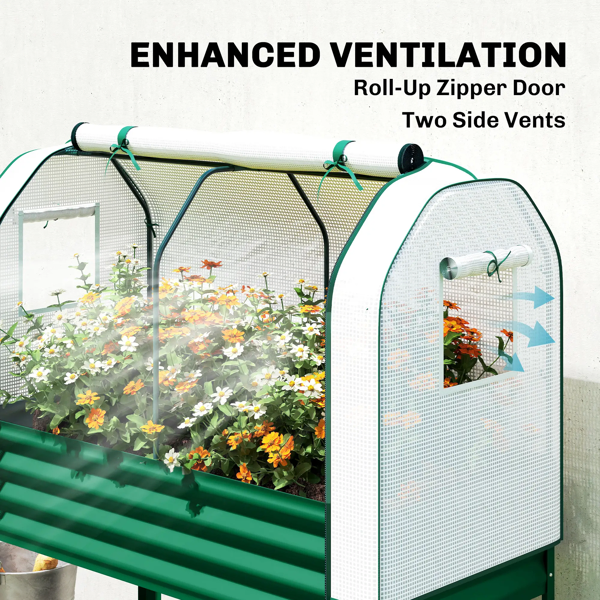 Raised Garden Bed With PE Greenhouse