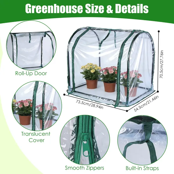 28.94" X 21.46" X 27.76" Tabletop Mini Greenhouse Portable Greenhouse For Spring Indoor Outdoor Garden Tent For Seed Starting Plant Protection Gardening
