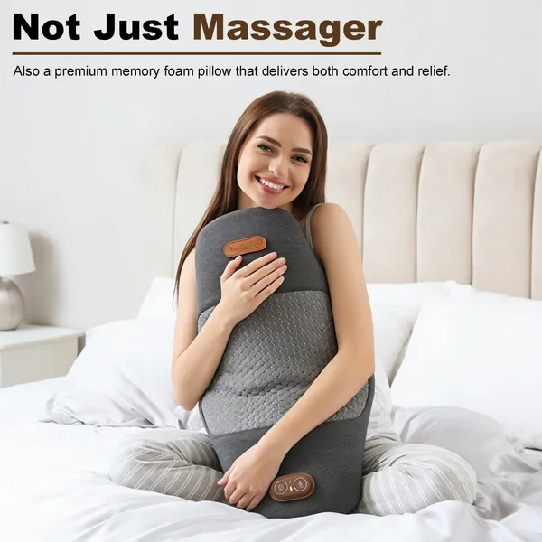 2 In 1 Electric Lumbar Massager Support Pillow Memory Foam Lower Back Massager With Heat Vibration Adapter For Pain Relief