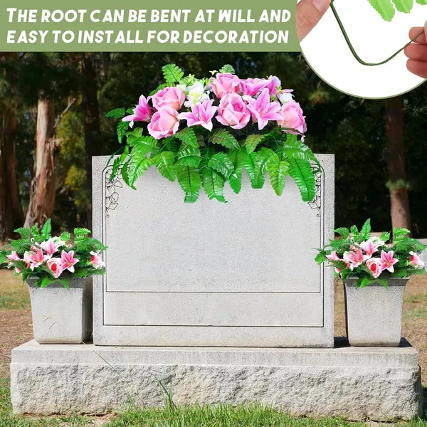 100 Pcs Artificial Silk Leaf Fern Artificial Greenery Stems Cemetery 15.75 Inch Faux Plant Bouquet Leaf Picks Fake Greenery Stems Fern Leaves For Cemetery Grave Headstone Wedding