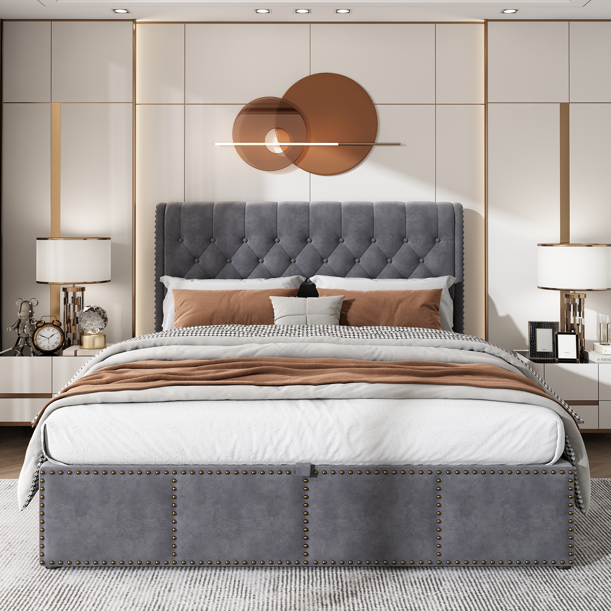 Upholstered Bed,Double Bed-4ft6 135x190cm,with Bench 135 X 41 X 42 Cm — image 5