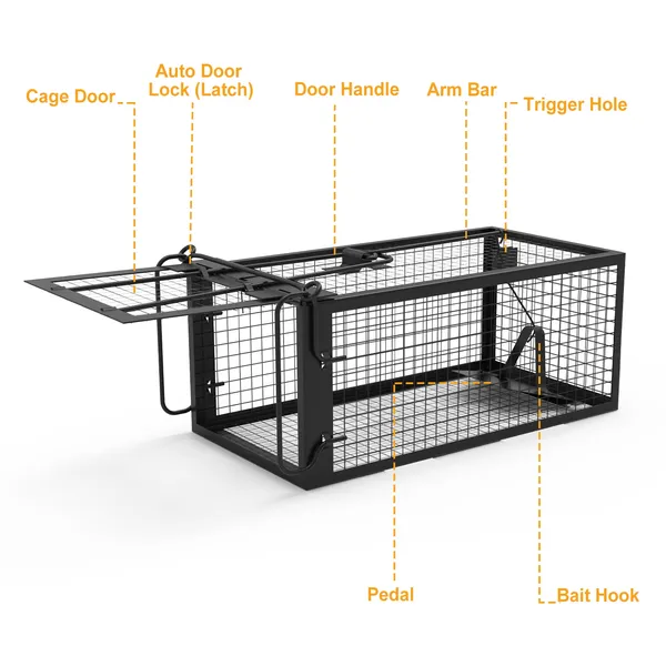 2 Pack Rat Trap Cage Humane Live Rodent Trap Cage Galvanized Iron Mice Mouse Control Bait Catch With Detachable U Shaped Rod 3