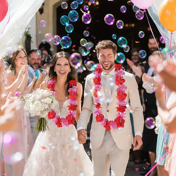 20Pcs Valentine'S Day Flower Leis Garland Necklace -Pink Hawaiian Floral Tropical Flower Garlands, For Wedding Birthday Party Wedding Guest Decoration