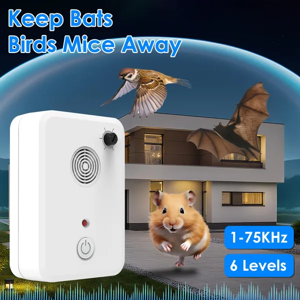 4Pack Plug In Ultrasonic Bat Repellent Indoor Bird Mouse Deterrent Device With 6 Adjustable Levels For Attic Garage Kitchen Warehouse