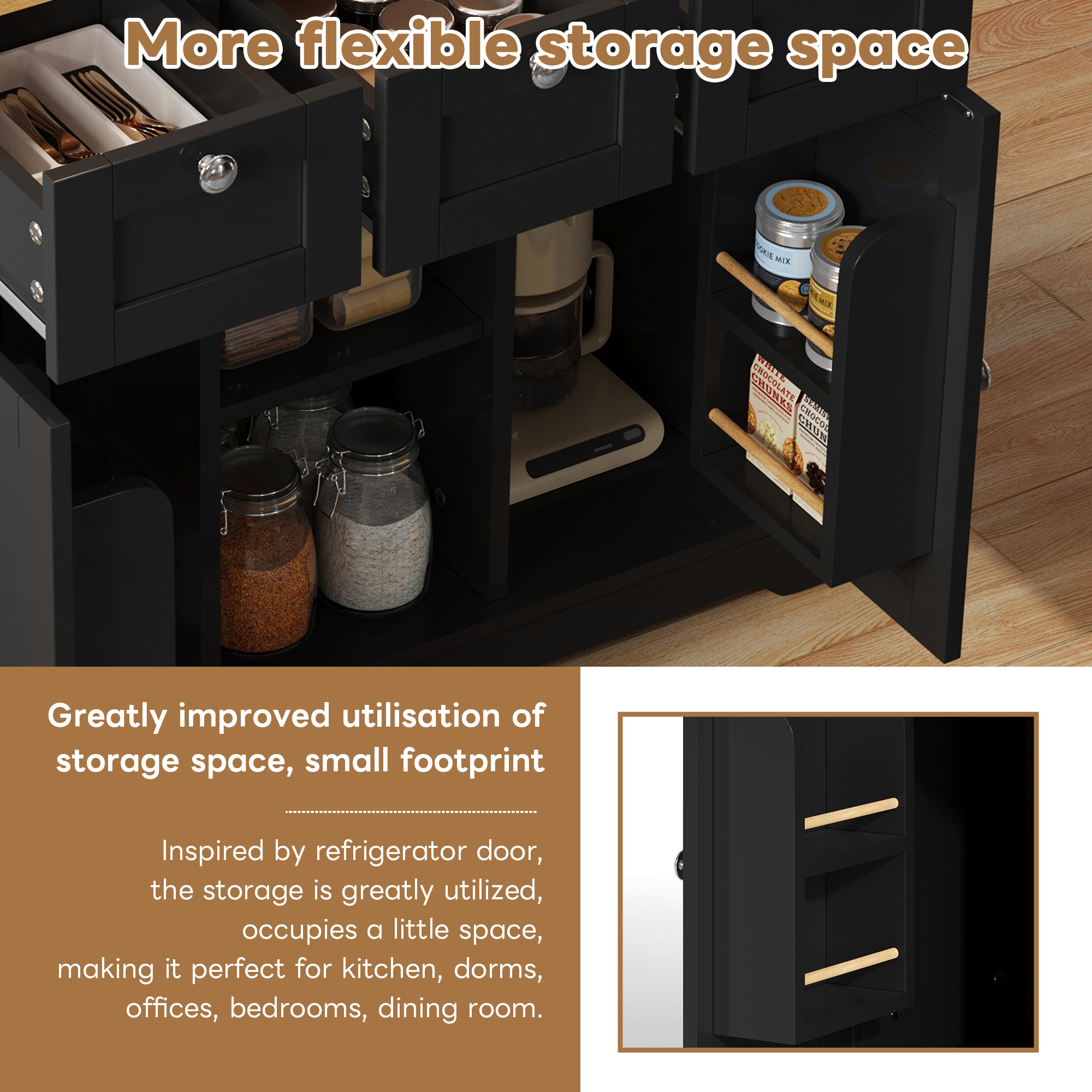 Extendable Farmhouse Kitchen Island with Integrated Charging Station