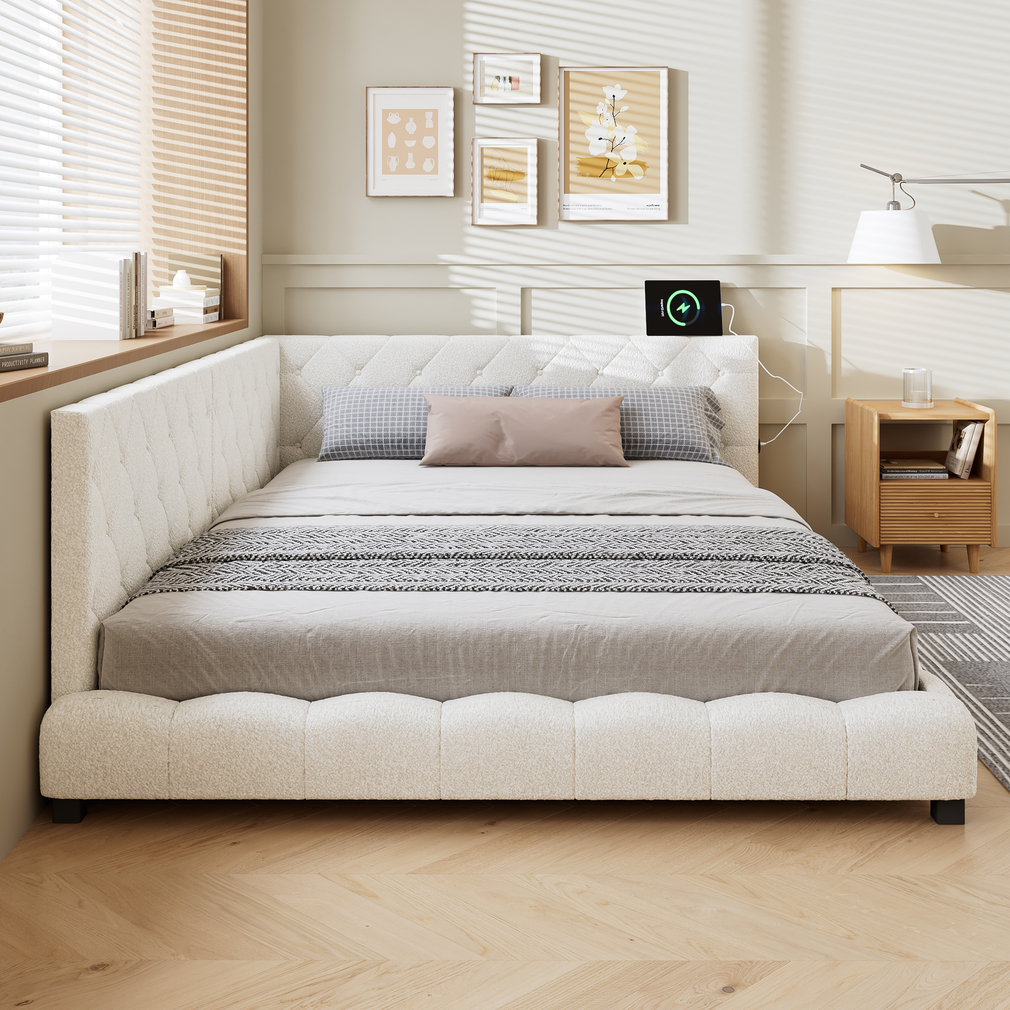 Upholstered Bed, 4ft6 Double 135x190cm, With Side Rails On The Two Comfortable — image 2