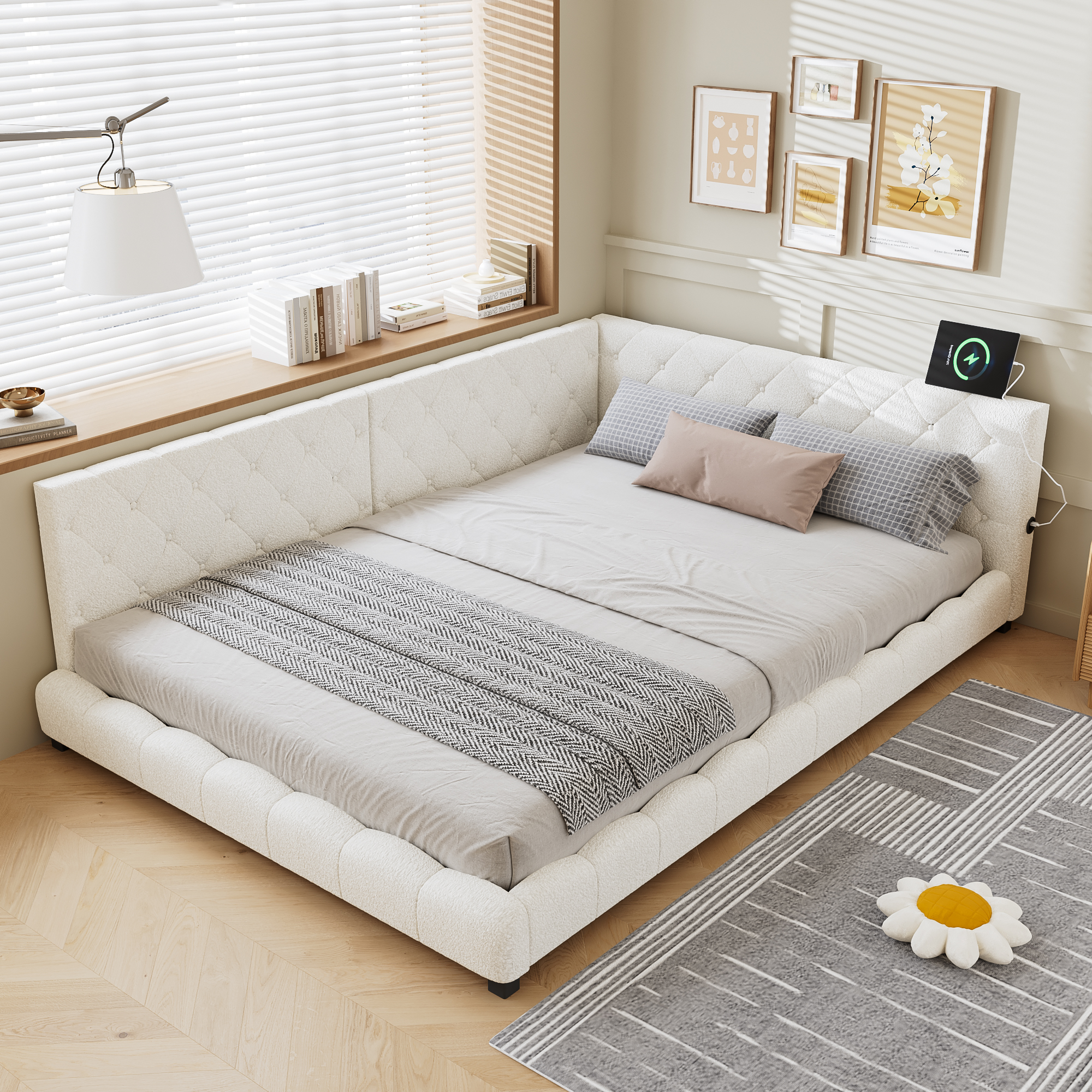 Upholstered Bed, 4ft6 Double 135x190cm, With Side Rails On The Two Comfortable — image 4