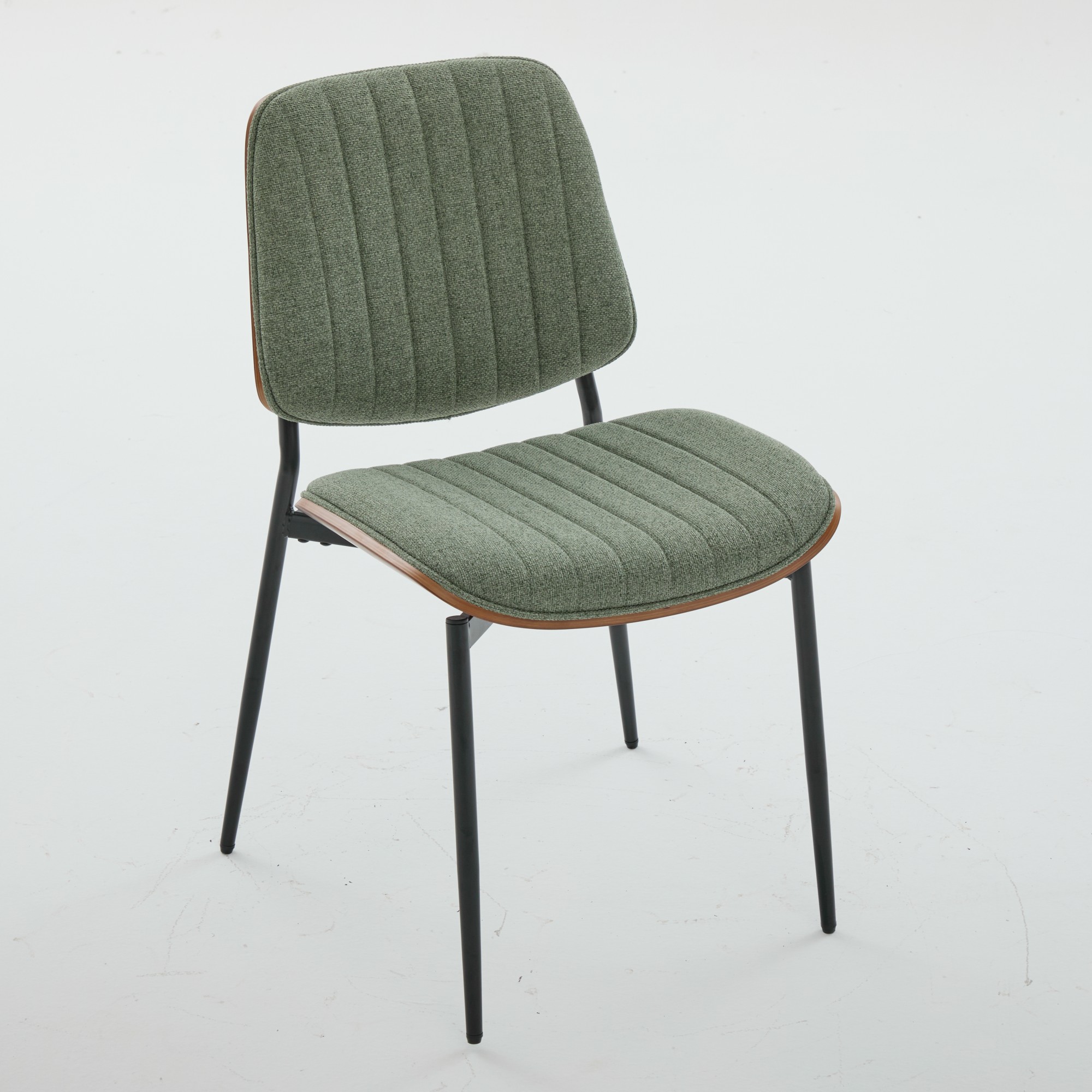 Dining Chairs Set Of 2 Mid Century Modern Retro Linen Chair With Walnut Bentwood Back Upholstered Seat Metal Legs Adjustable Foot For Kitchen Dining Room Chairs Olive Green Linen