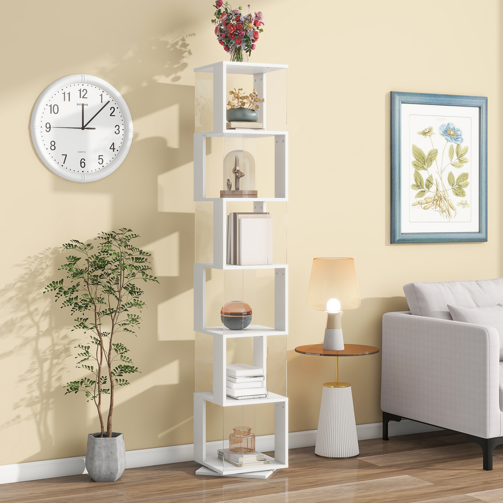 Rotating Bookshelf with Acrylic Plate
