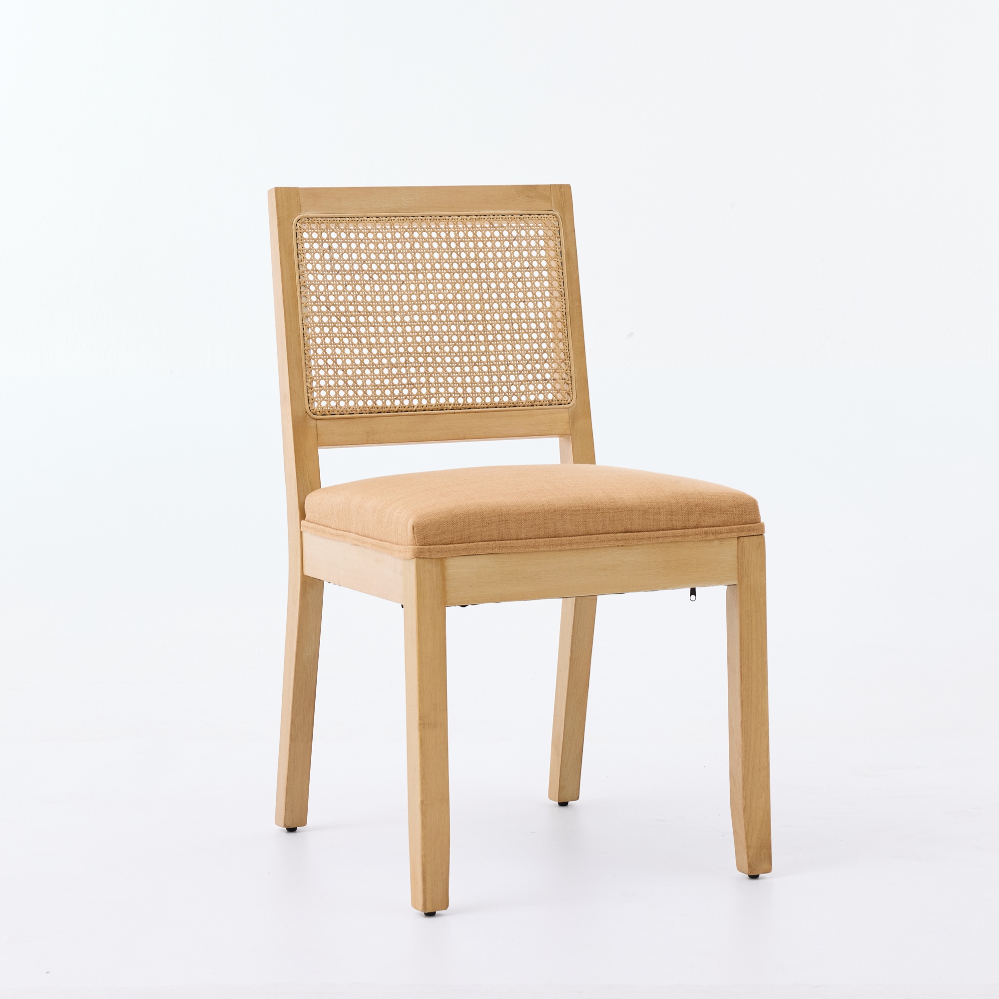 Farmhouse Rattan Dining Chairs Set Of 2, Mid Century Modern Kitchen & Dining Room Chairs, Cane Upholstered Kitchen Side Chair With Natural Hardwood Frame,Tan, SW1883TN