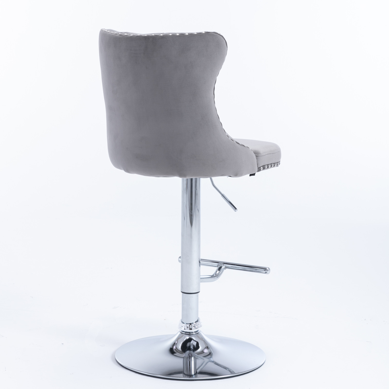 Swivel Velvet Barstools Adjusatble Seat Height From 25-33 Inch, Chrome Base Bar Stools With Backs Comfortable Tufted For Home Pub And Kitchen Island,Set Of 2,  AS1712GY, Gray