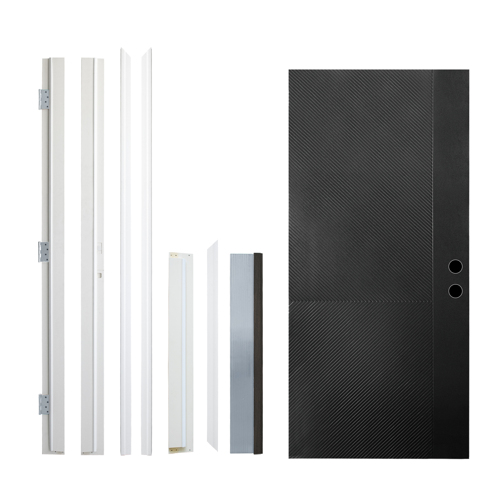 36 X 80 Antique Black Finished Fiberglass Entry Door Left Hand Inswing Fiberglass Door With White 4-9-16 Vinyl Frame