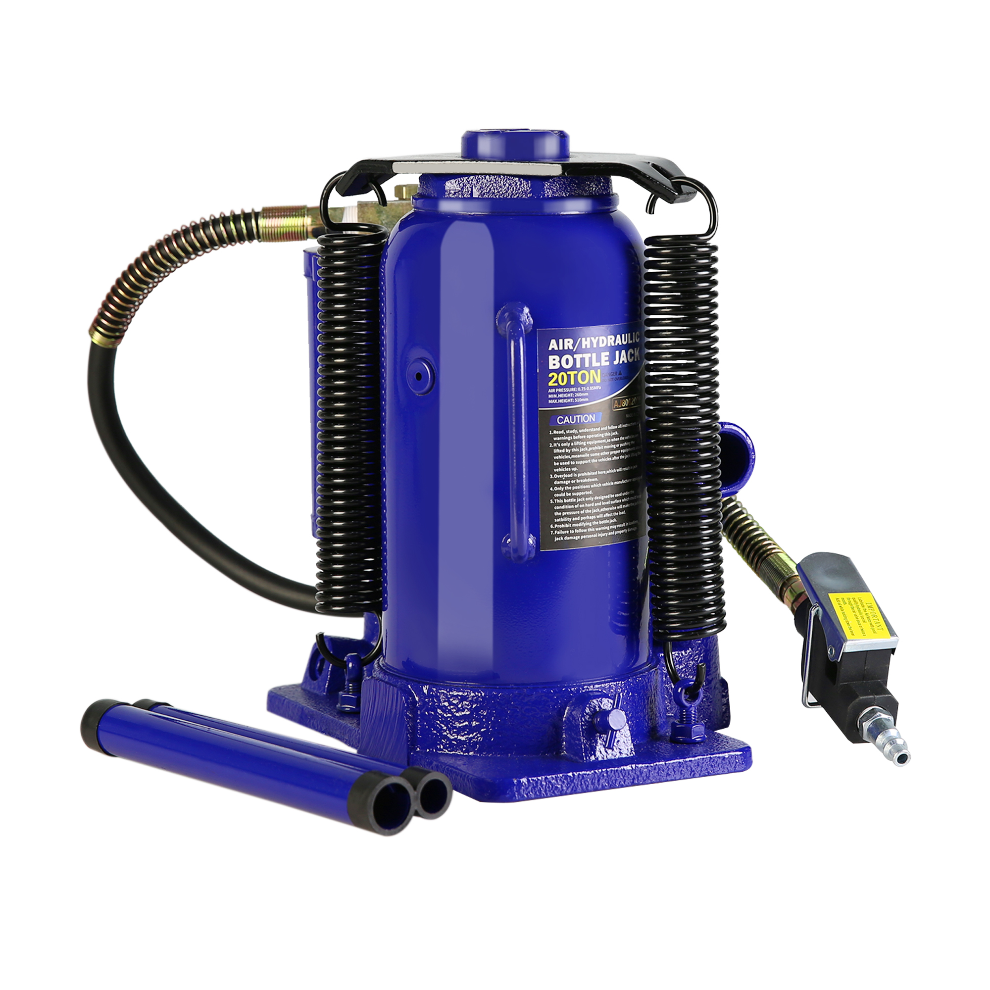 Pneumatic hydraulic bottle jack safety valve and air inlet port detail – truck and trailer use