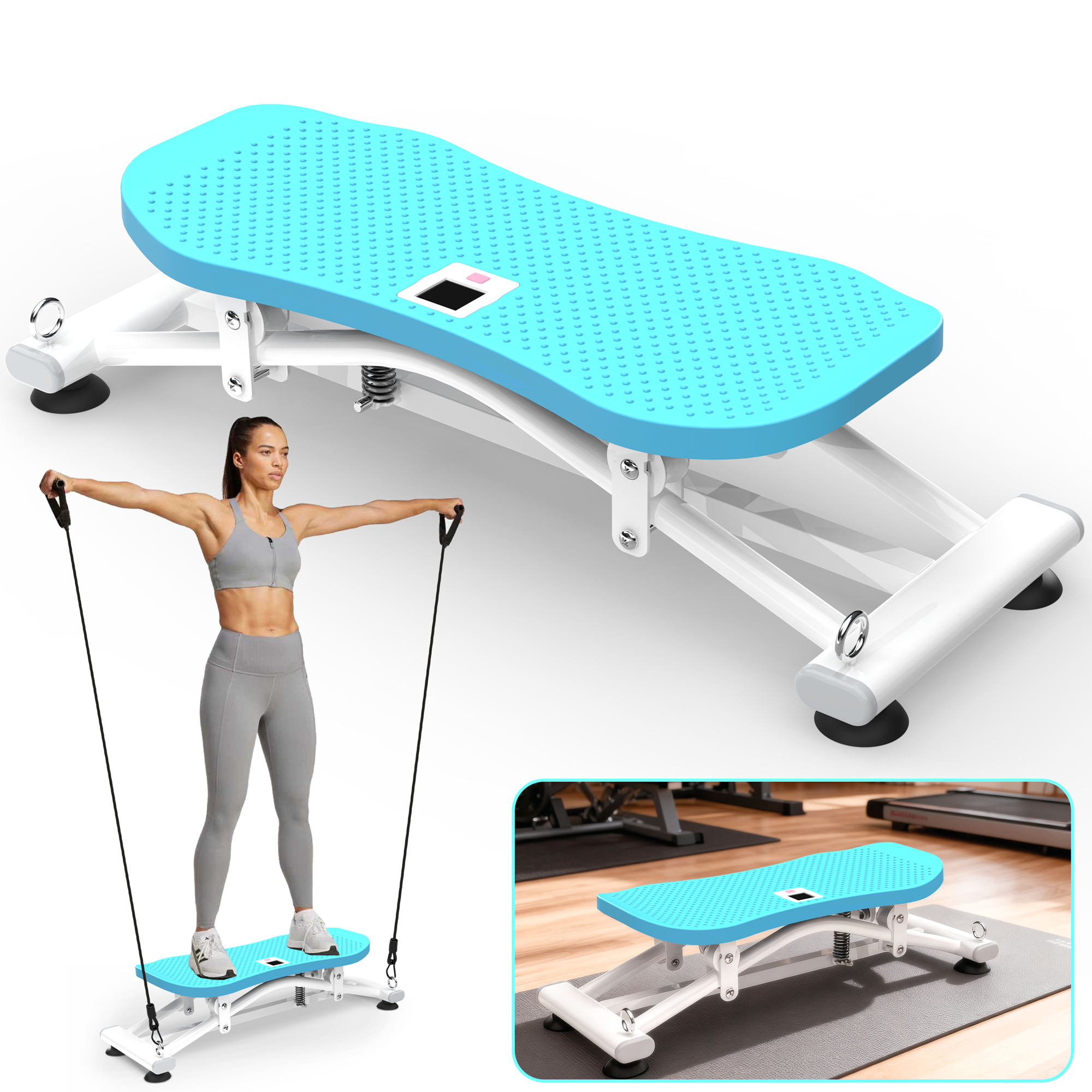 Sliding Ski Simulator With Resistance Bands - Indoor Skiing Fitness Equipment For Home Gym, With Resistance Bands & Non-Slip Base, Full-Body Cardio Training Machine For Core, Leg & Arm Workout