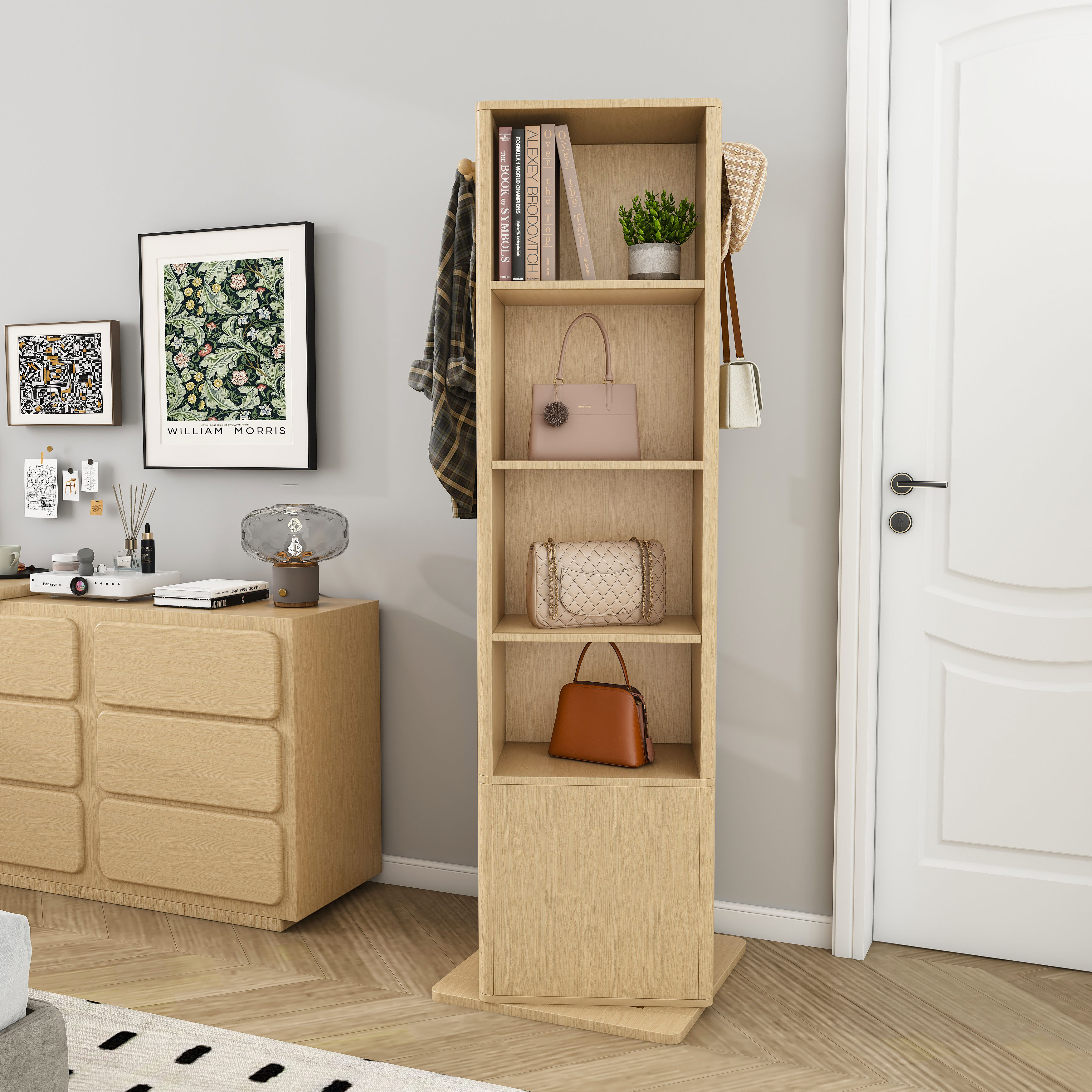 Rotating Makeup Cabinet with Mirror