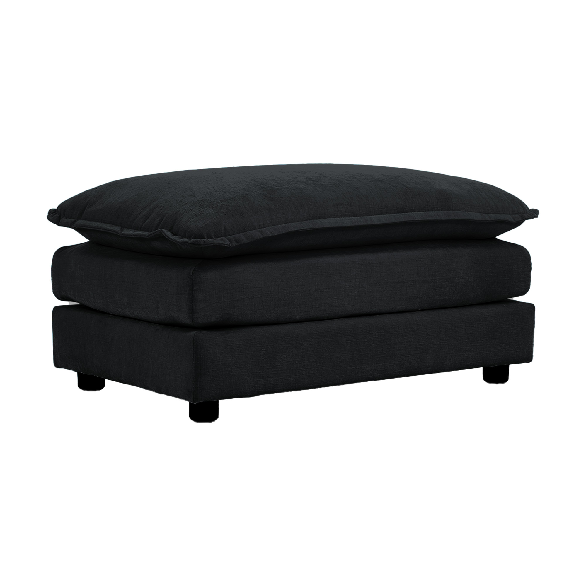 Chenille Fabric Ottomans Footrest To Combine With 2 Seater Sofa, 3 Seater Sofa And 4 Seater Sofa, Black Chenille