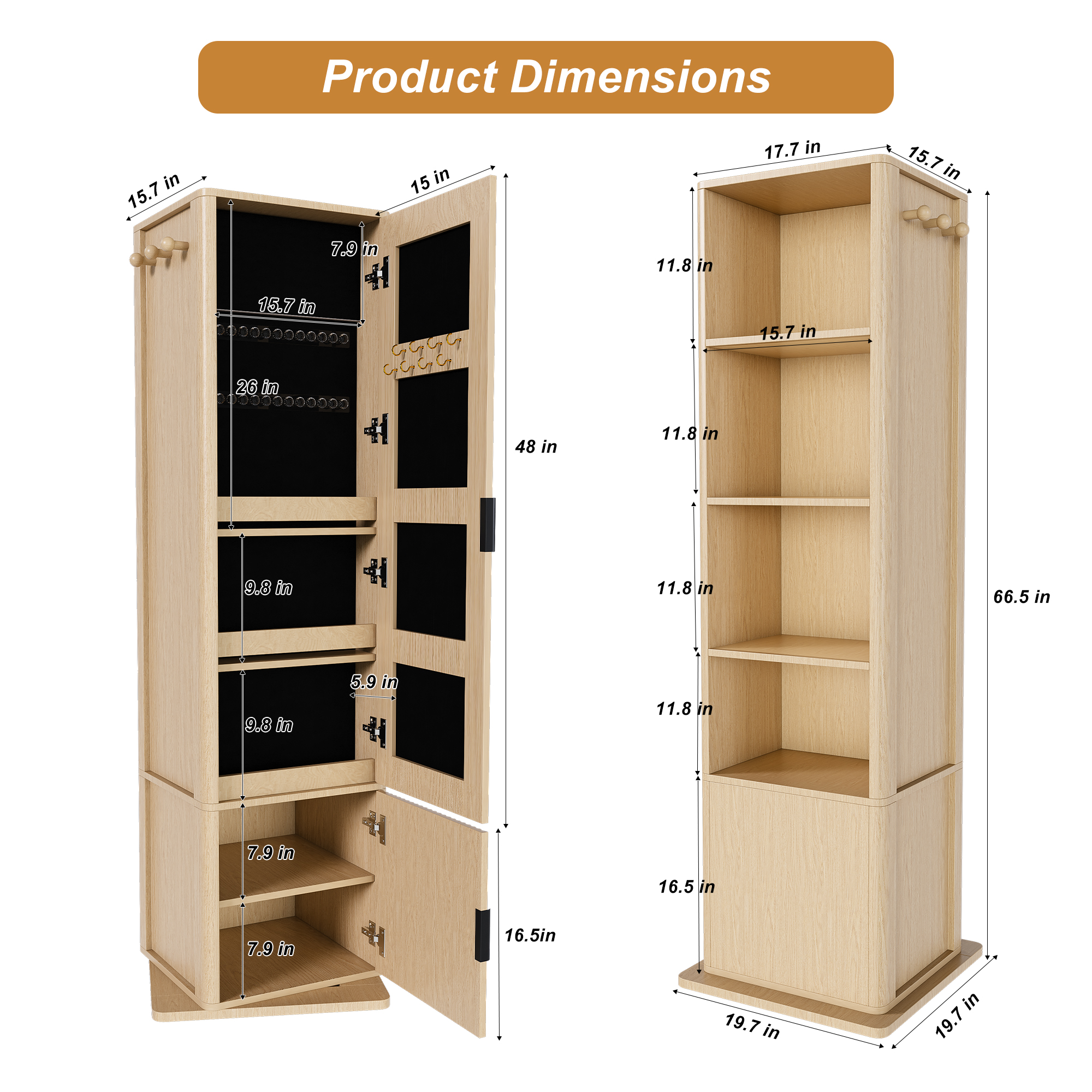 Rotating Makeup Cabinet with Mirror, picture 4 of 5