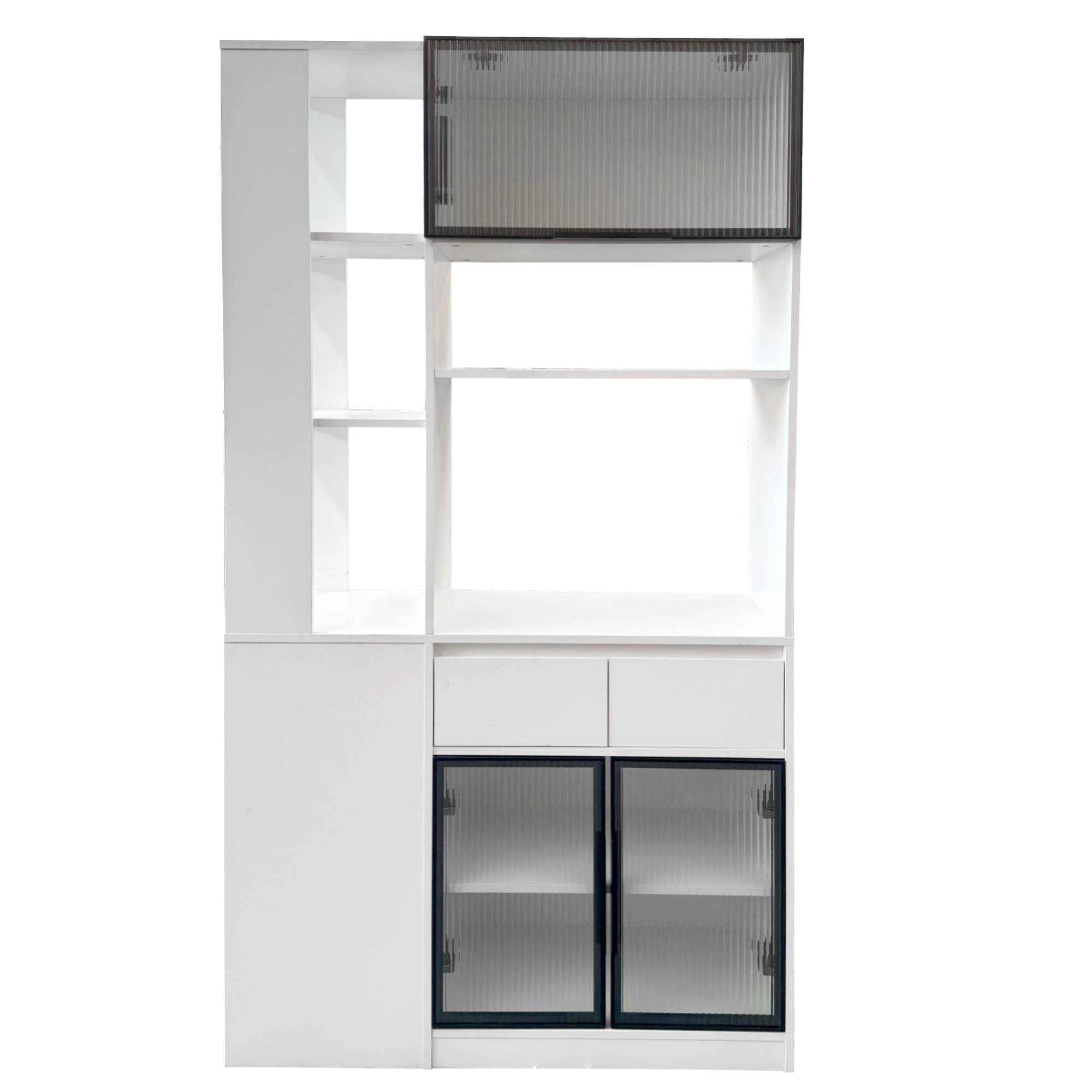 Tall Storage Cabinet with Glass Doors