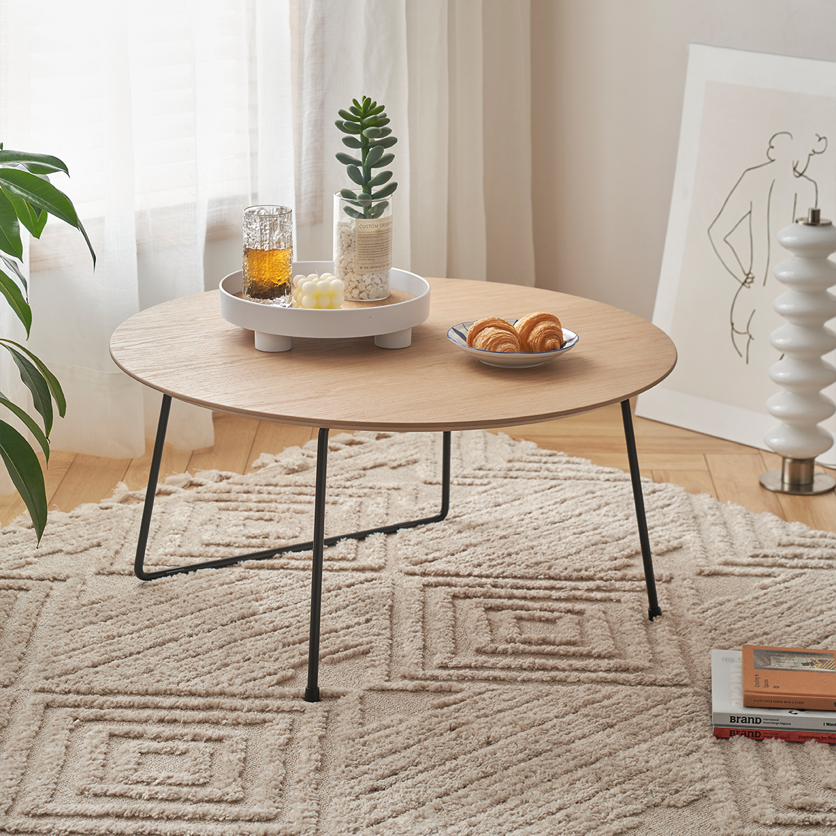 American Minimalist Modern Small Apartment Coffee Table Ins Internet Celebrity Home Living Room Sofa Designer Round Bedroom Coffee Table