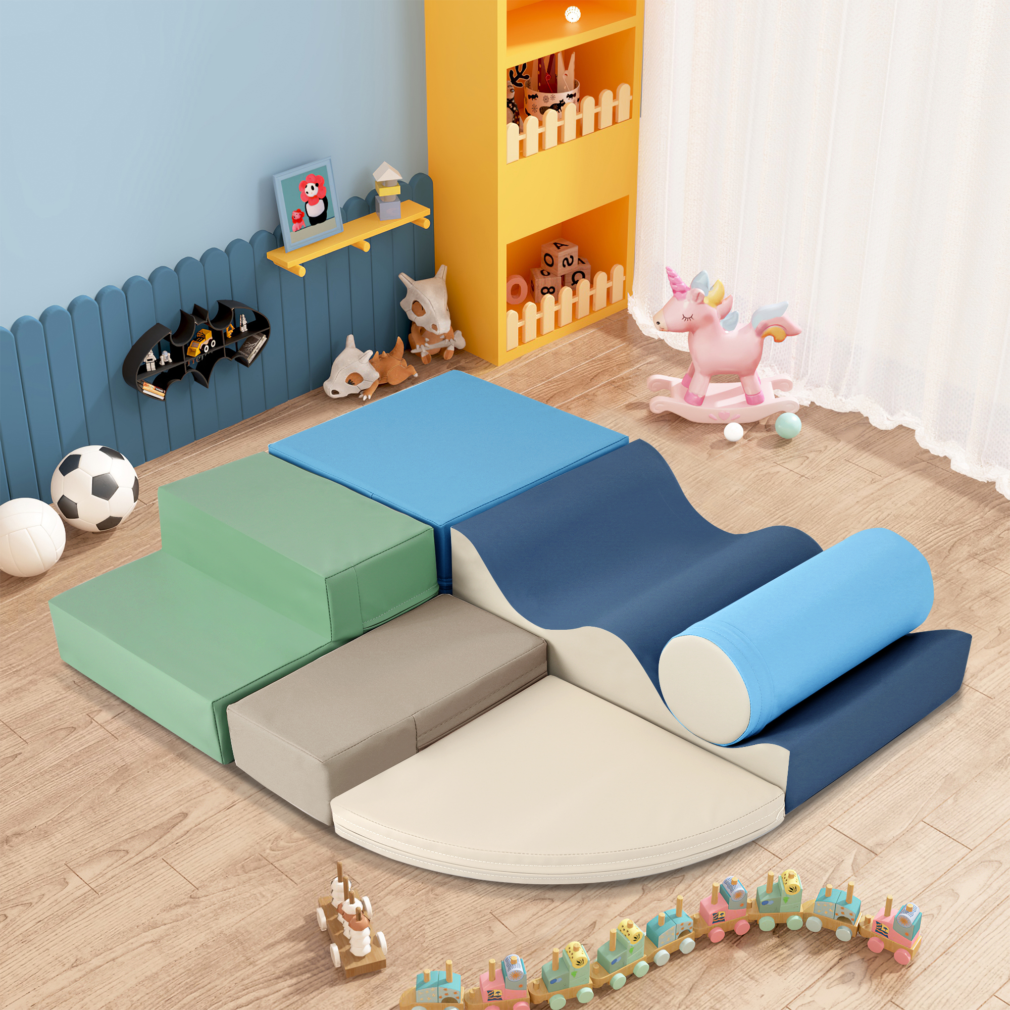 Soft Climb And Crawl Foam Playset 6 In 1, Soft Play Equipment Climb And Crawl Playground For Kids,Kids Crawling And Climbing Indoor Active Play Structure