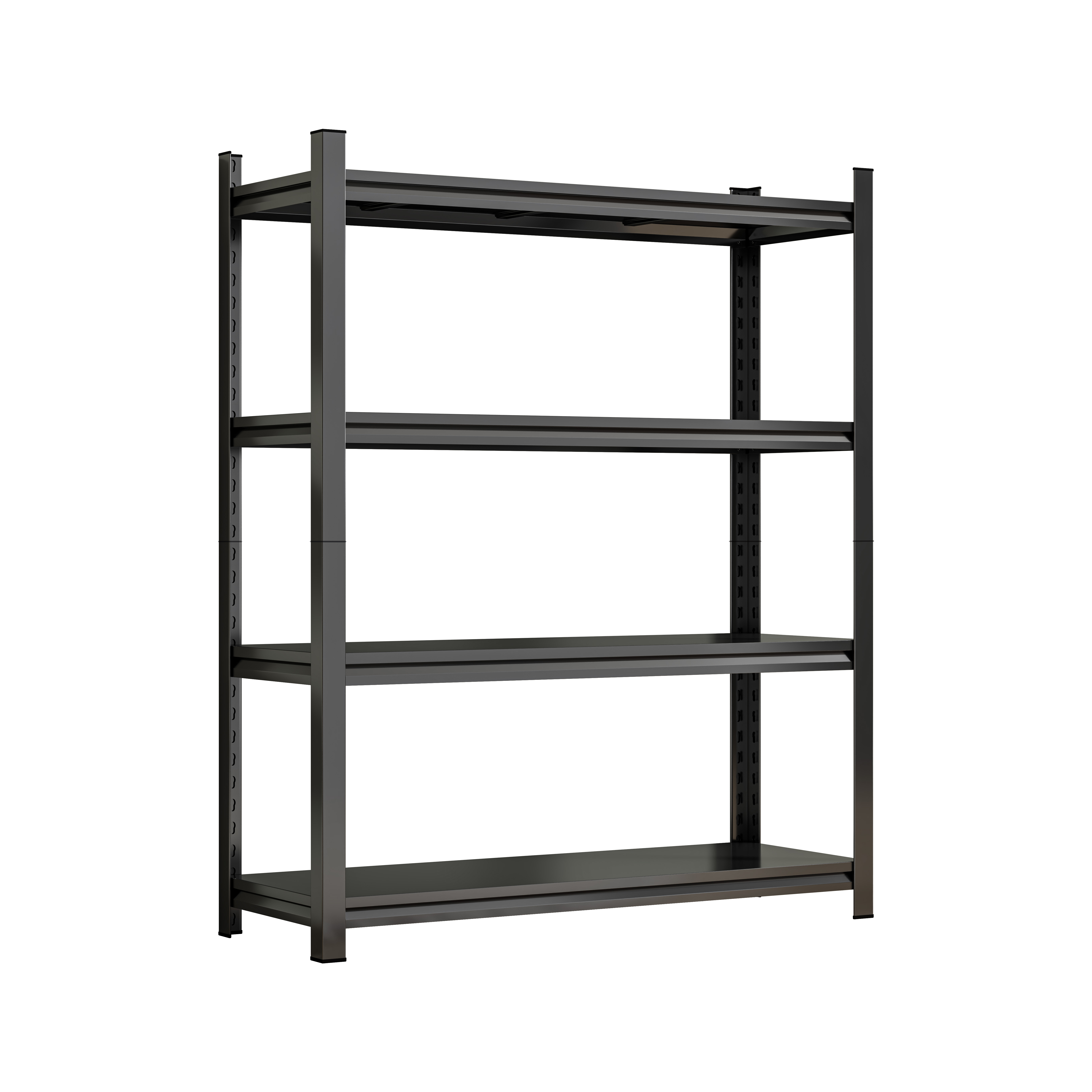 4-Tier Height-Adjustable Metal Storage Rack, Vertical Organizer, 63H X45.27 W X 17.7D, Black, Assembly Required