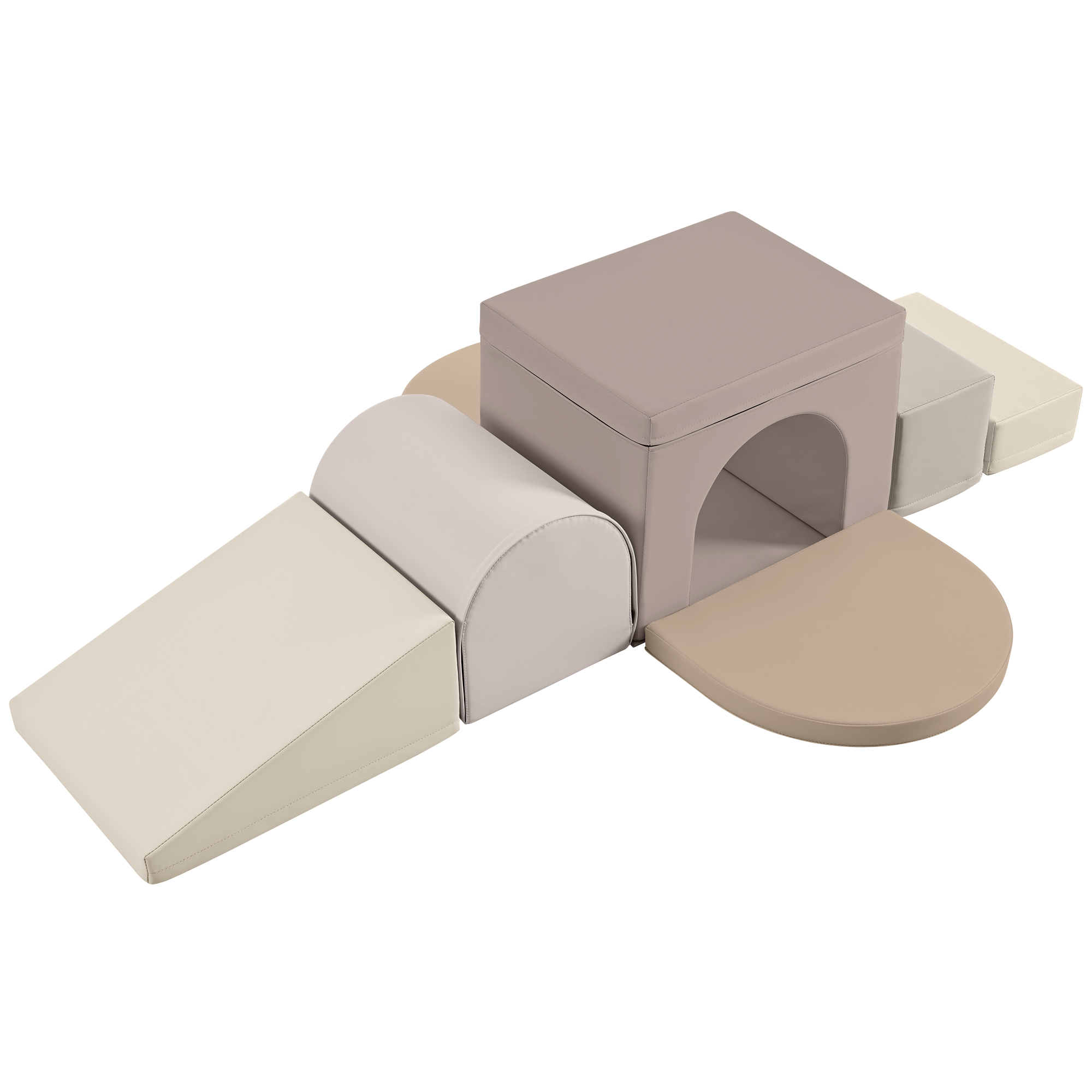 Colorful Soft Climb And Crawl Foam Playset 7 In 1, Soft Play Equipment Climb And Crawl Playground For Toddlers, Kids Crawling And Climbing Indoor Active Play Structure