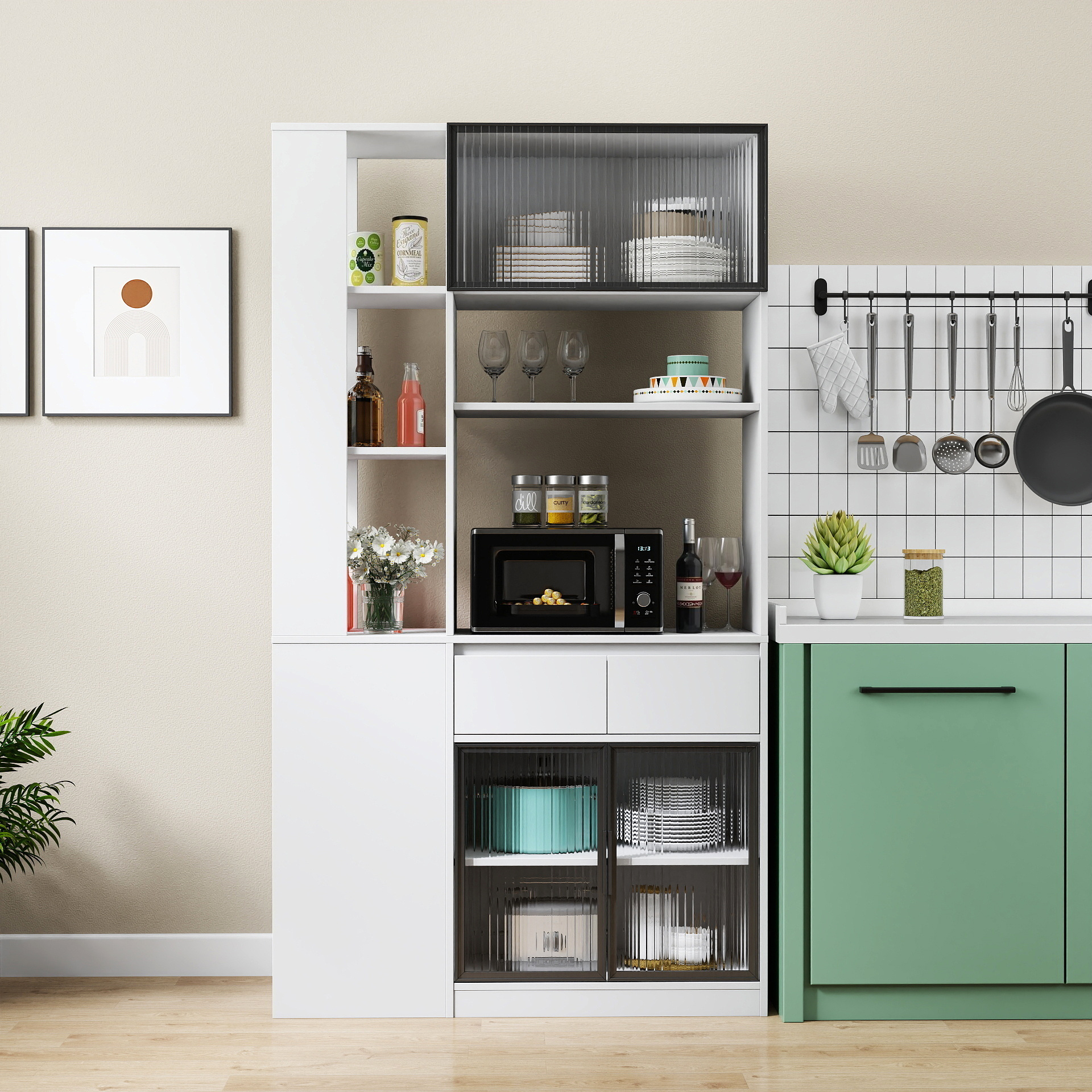 Tall Storage Cabinet with Glass Doors, picture 4 of 4