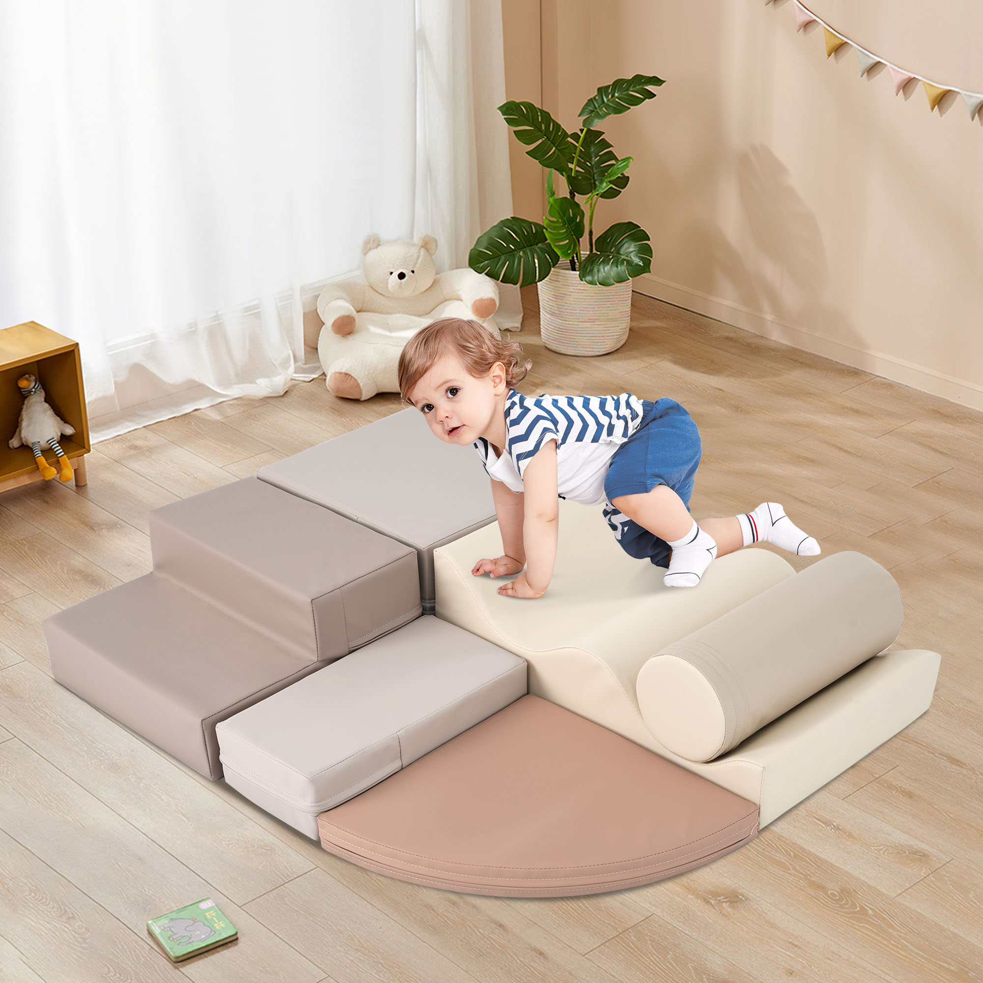 Soft Climb And Crawl Foam Playset 6 In 1, Soft Play Equipment Climb And Crawl Playground For Kids,Kids Crawling And Climbing Indoor Active Play Structure_voghion.com