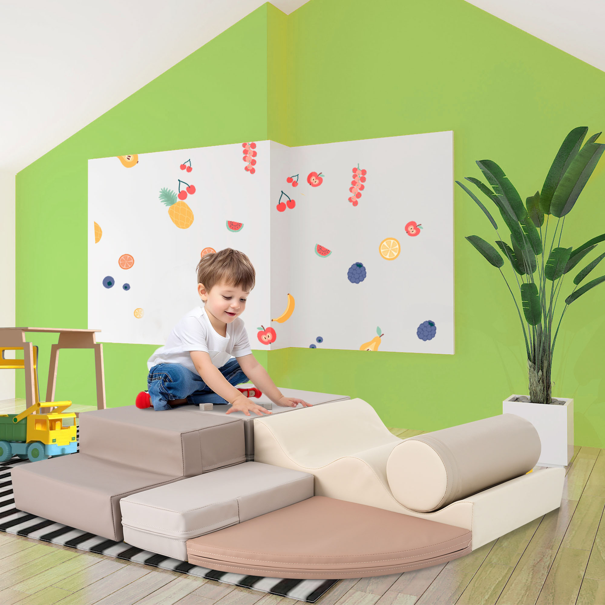 Soft Climb And Crawl Foam Playset 6 In 1, Soft Play Equipment Climb And Crawl Playground For Kids,Kids Crawling And Climbing Indoor Active Play Structure_voghion.com