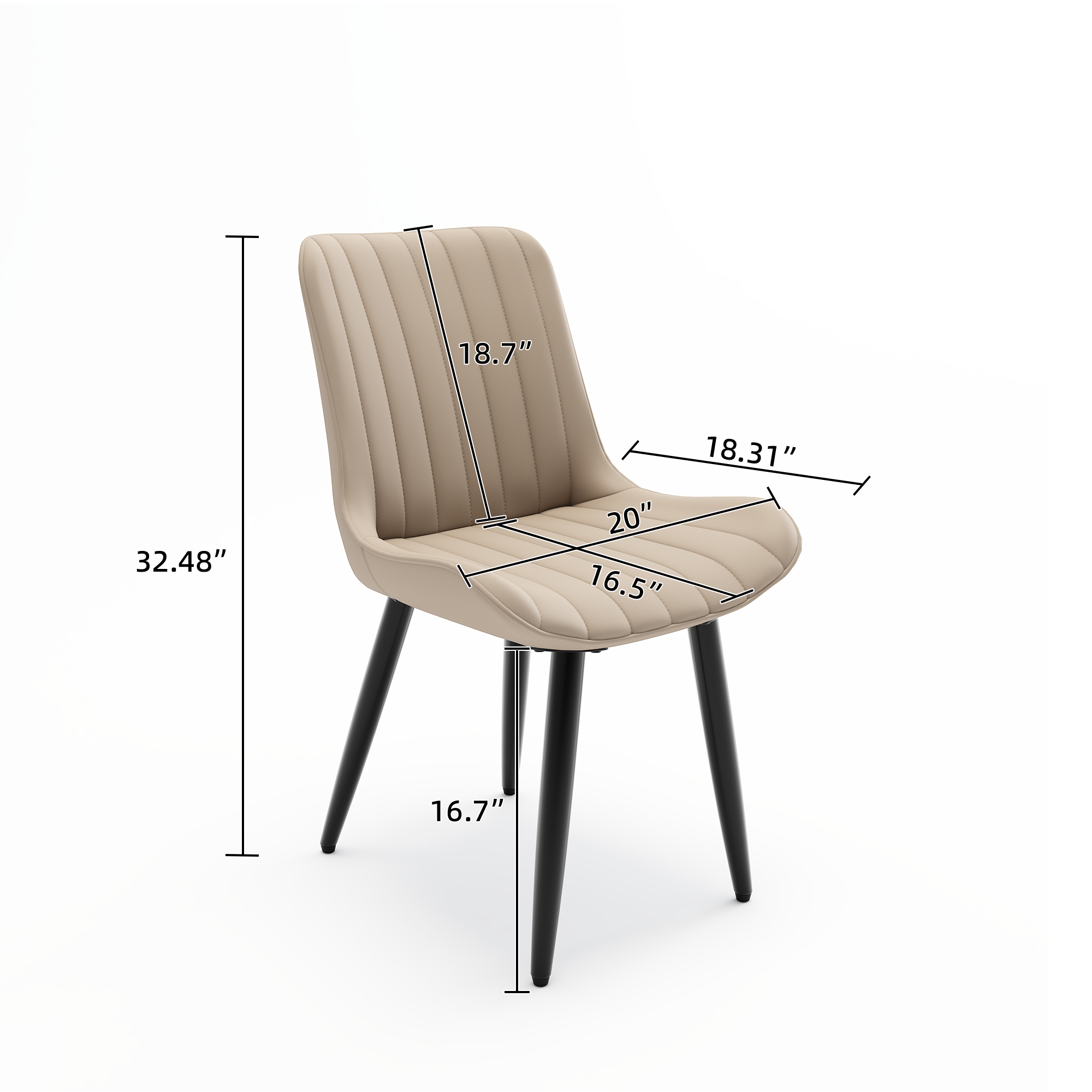 Set Of 4 Modern PU Leather Dining Chairs With Thick Cushions & Metal Legs, Armless Faux Leather Side Chairs For Kitchen, Dining Room